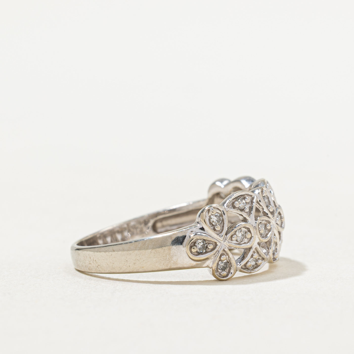 0.17ctw Diamond Openwork Ring for Women - Size 7 | Elegant Scattered Diamond Design | Perfect for Engagement, Anniversary & Special Occasions
