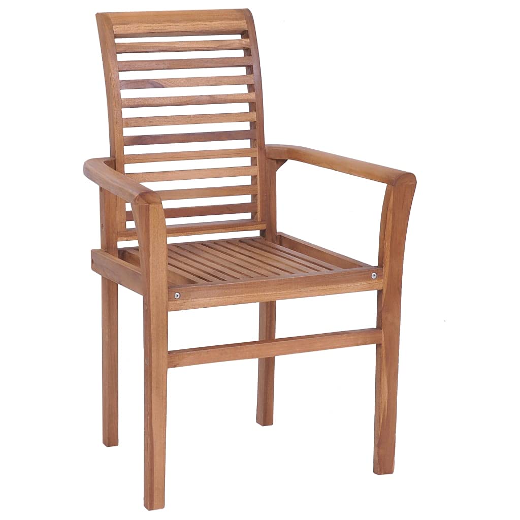 Premium SKM Solid Teak Wood Dining Chairs Set of 2 with Cream Cushions - Modern Kitchen & Dining Room Furniture for Home Decor
