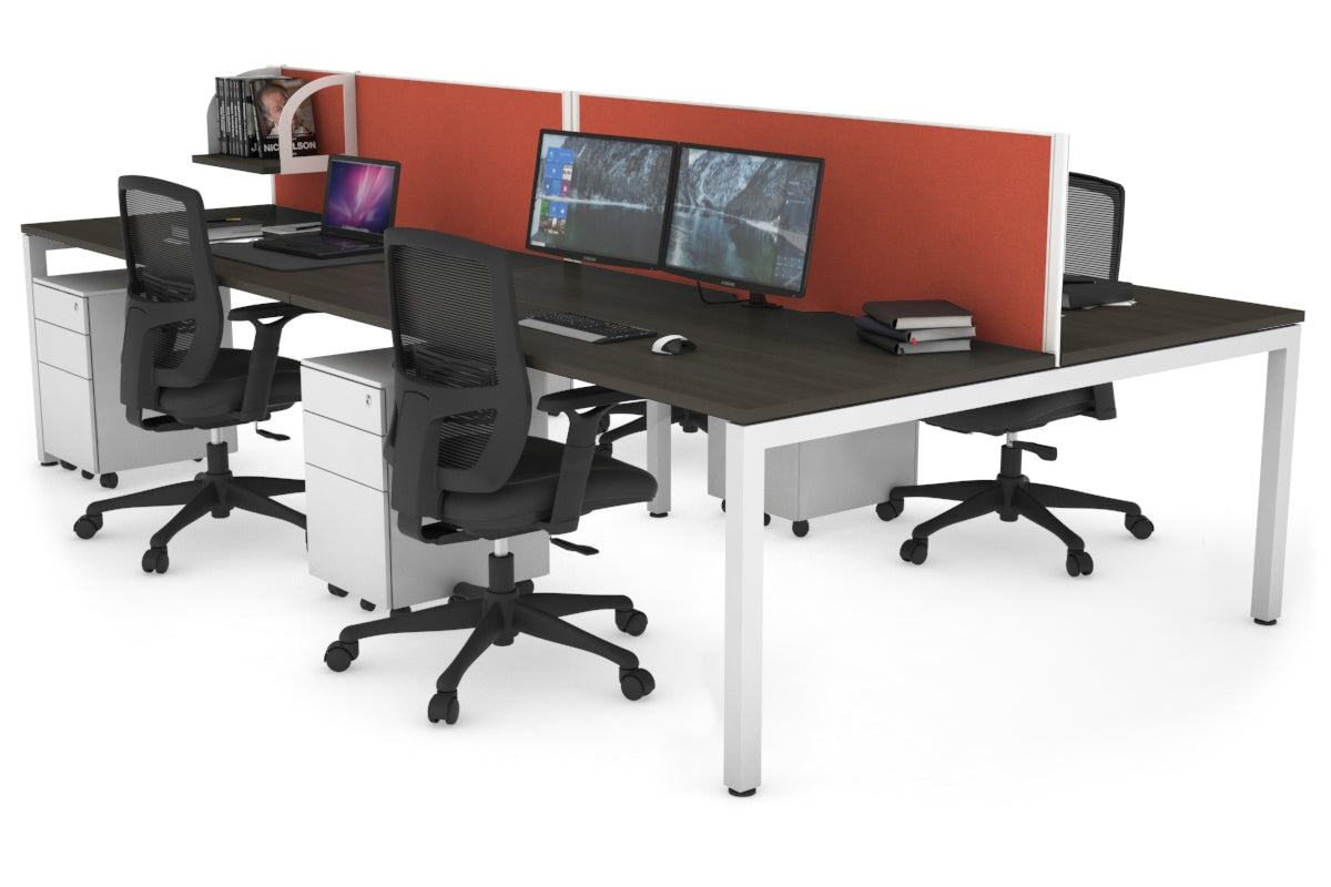4-Person Office Workstation with Quadro Square Legs - 1800L x 800W Desk with Cable Management Scallop | Perfect for Collaborative Workspaces & Open Office Environments