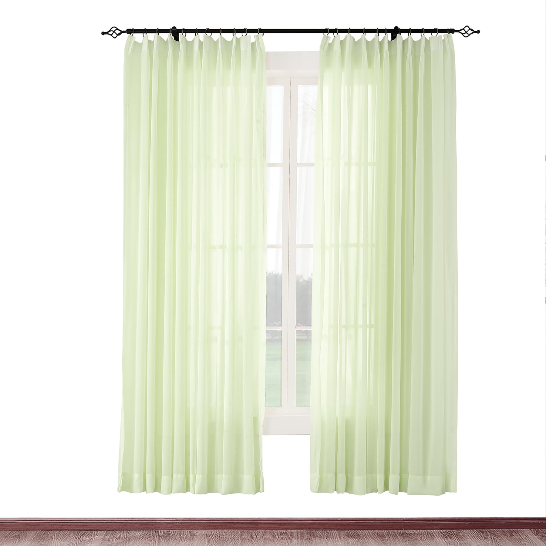 Cololeaf Extra Wide Sheer Curtains for Living Room, Bedroom, Kitchen & Outdoor - Pinch Pleat Design - 150