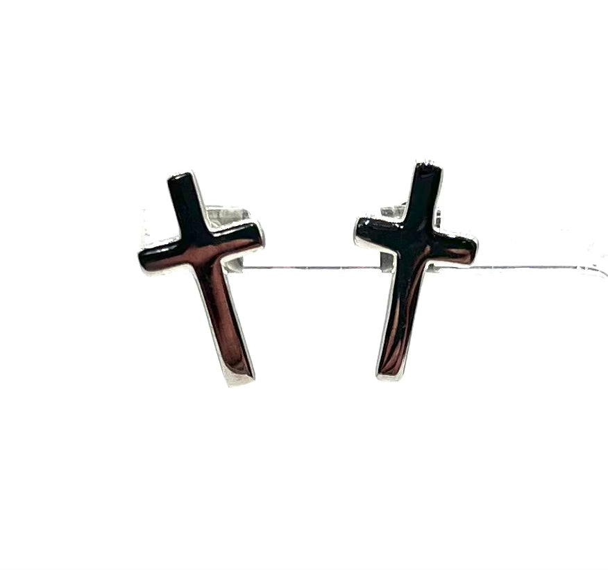 Sterling Silver Plain Cross Earrings for Women - Simple Elegant Religious Jewelry - Perfect for Church, Weddings & Everyday Wear