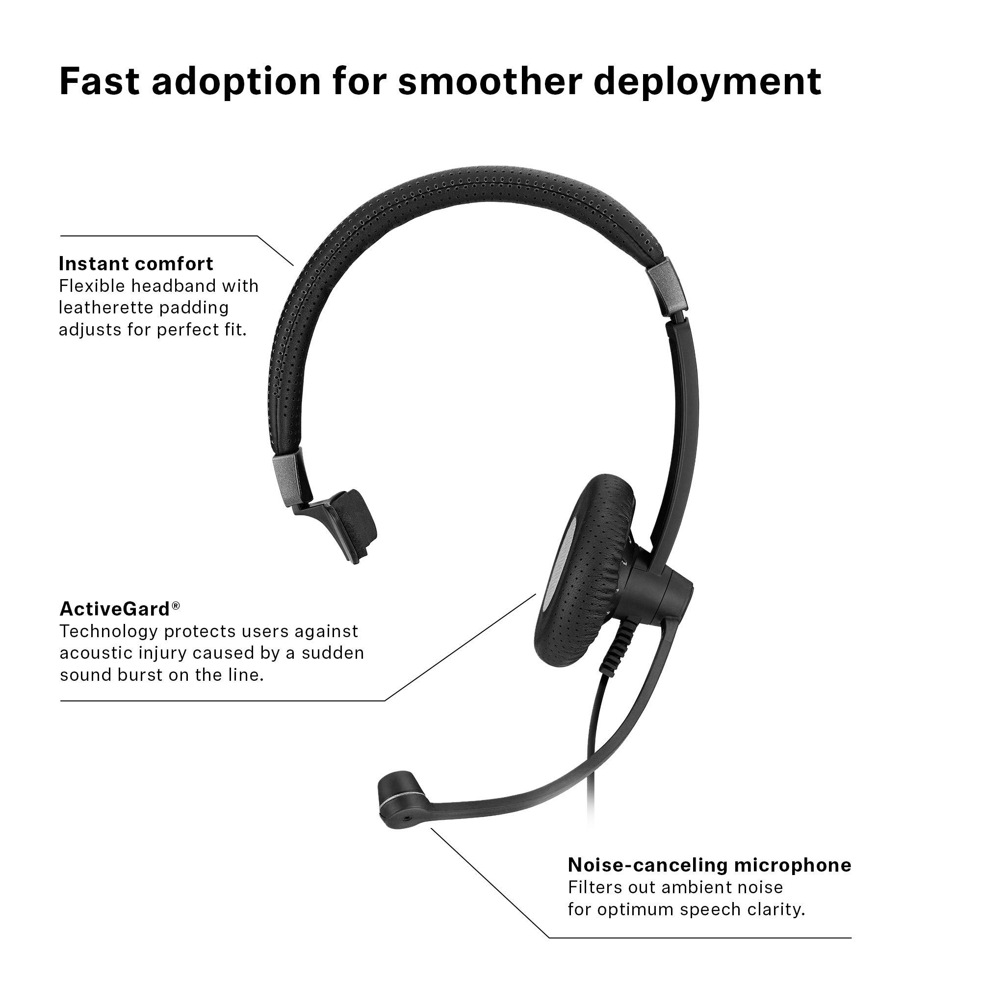 Samsung SC 45 USB MS (507083) Single-Sided Business Headset with Noise-Cancelling Mic - HD Sound for Skype, Mobile, Tablet, PC - Perfect for Remote Work & Online Meetings (Black)