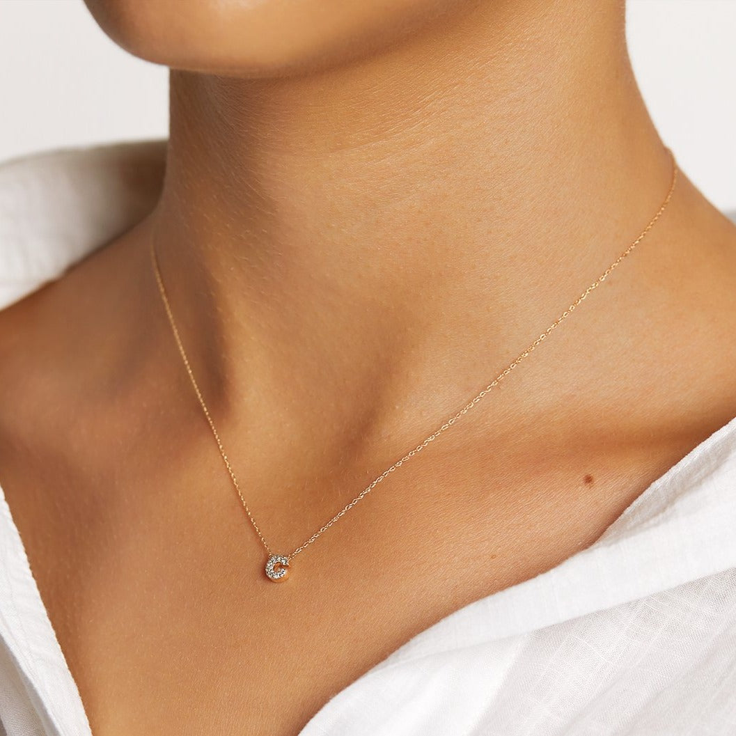 10k Gold Diamond Letter C Necklace for Women - Elegant Initial Pendant Jewelry Gift for Birthday, Anniversary & Valentine's Day
