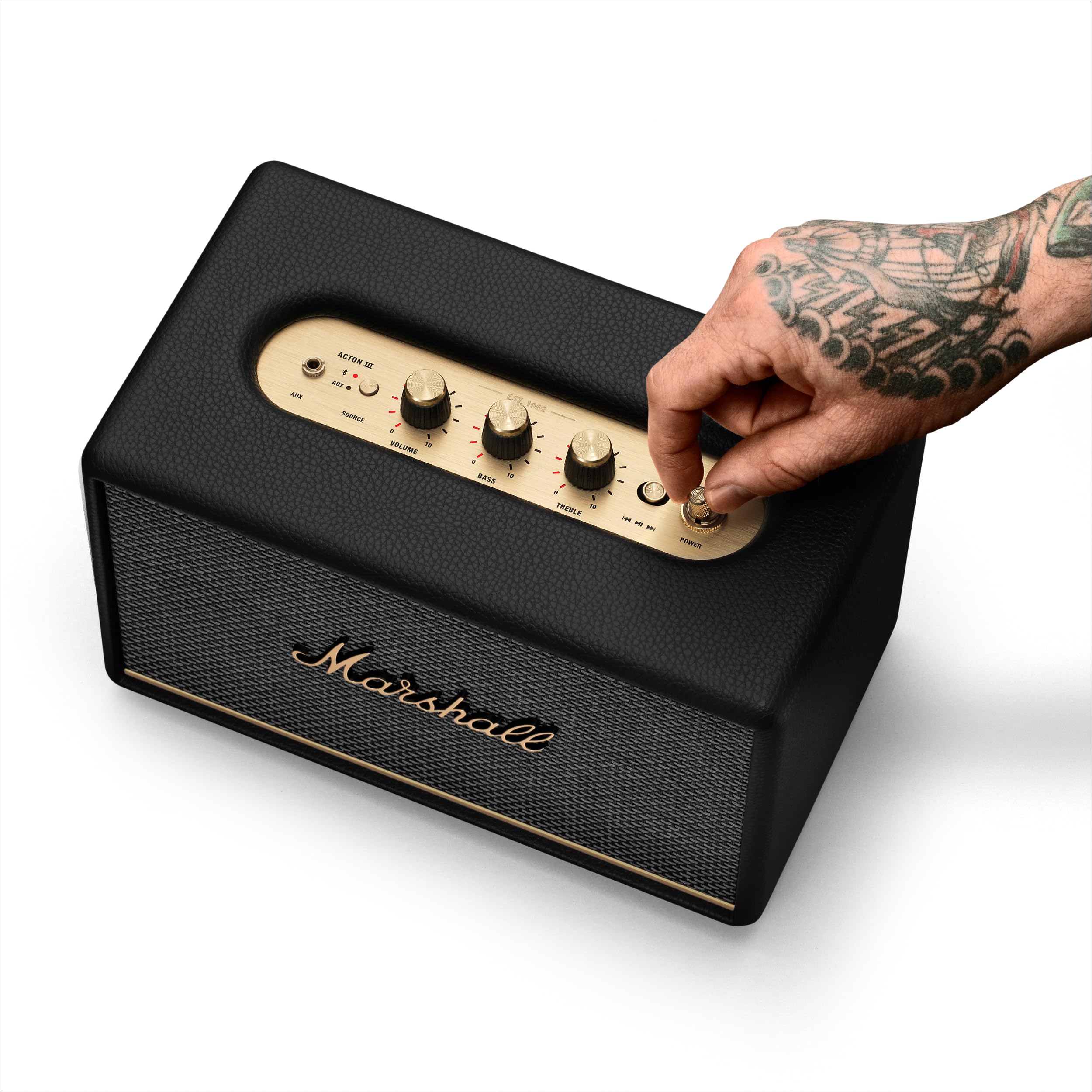 Marshall Acton III Wireless Bluetooth Speaker for Home - Premium Sound, Portable, Multi-Room Connectivity, Black - Perfect for Living Room, Bedroom, and Outdoor Parties