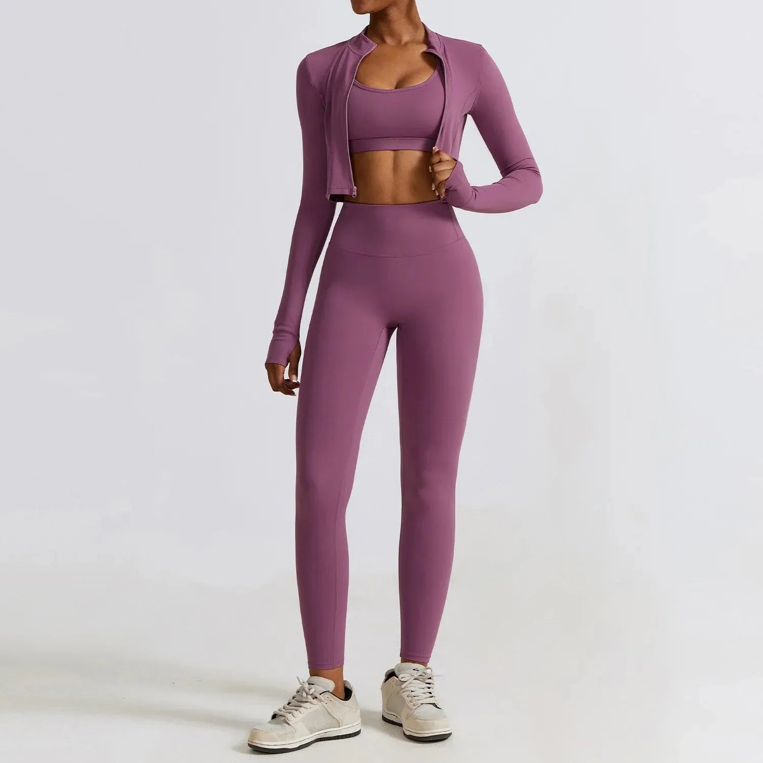 2/3PC Women's Seamless Long Sleeve Yoga Set - High Waist Workout Leggings & Sportswear Gym Clothing for Yoga, Running, Fitness & Lounge Wear