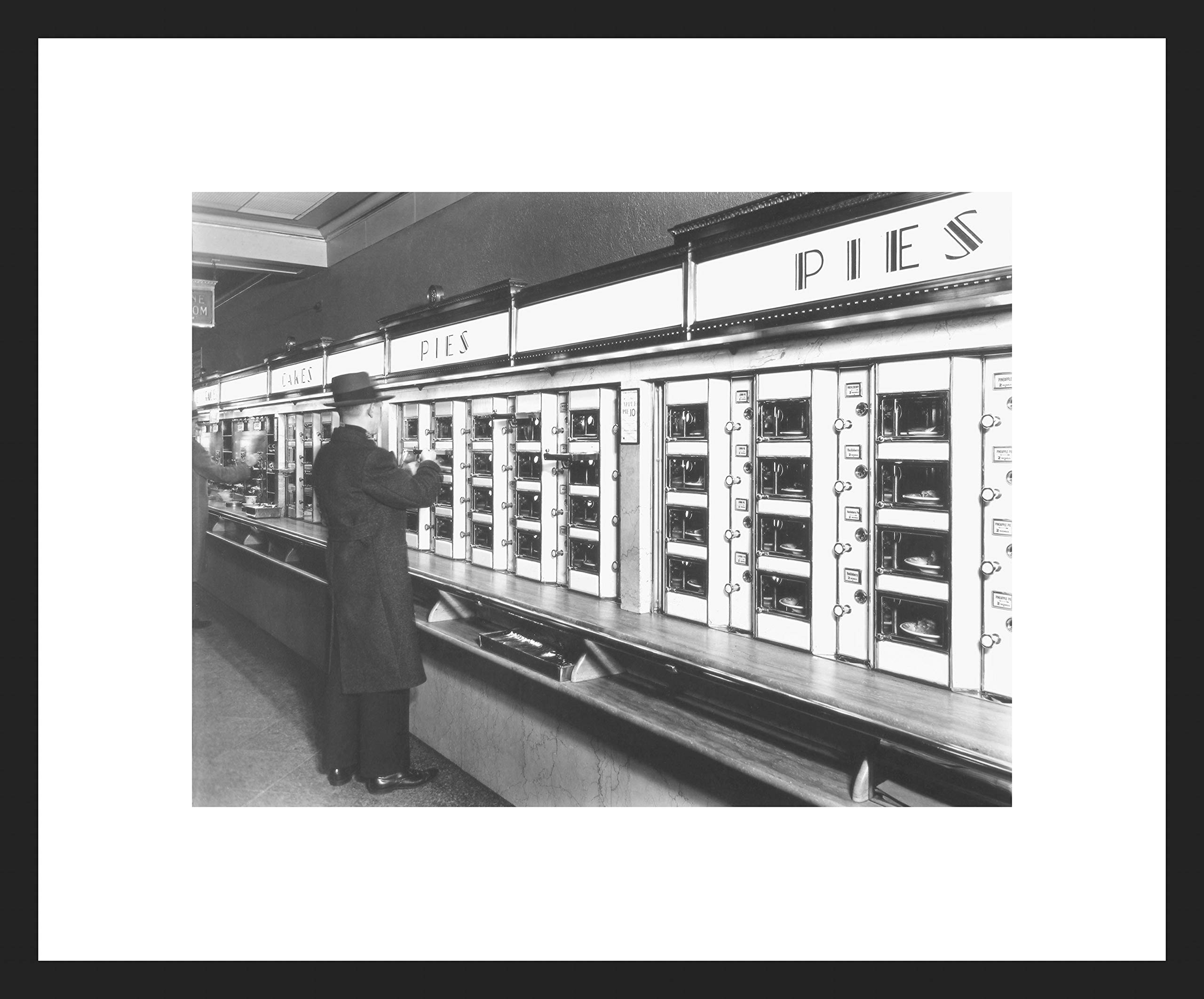 Vintage Black and White Framed Wall Art - Museum Quality Photography Print with Custom Wood Frame - NYC Livestock Automat 977 Eighth Avenue - Perfect for Living Room, Bedroom & Office Decor