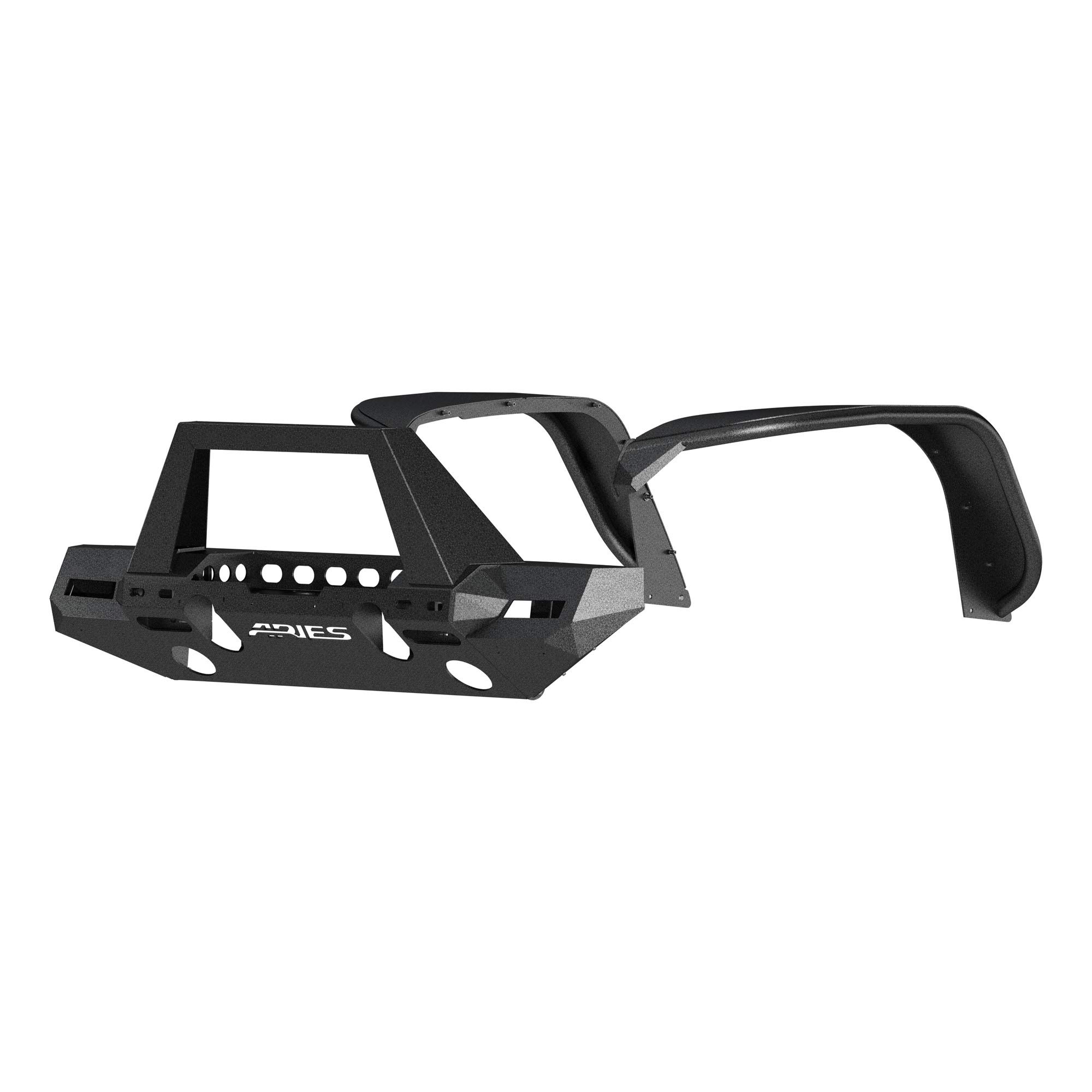 ARIES 2082097 TrailChaser Black Aluminum Front Bumper & Fender Flares for Jeep Wrangler JL (2018-2023) | Heavy-Duty Off-Road Protection | Perfect for Rock Crawling & Trail Adventures
