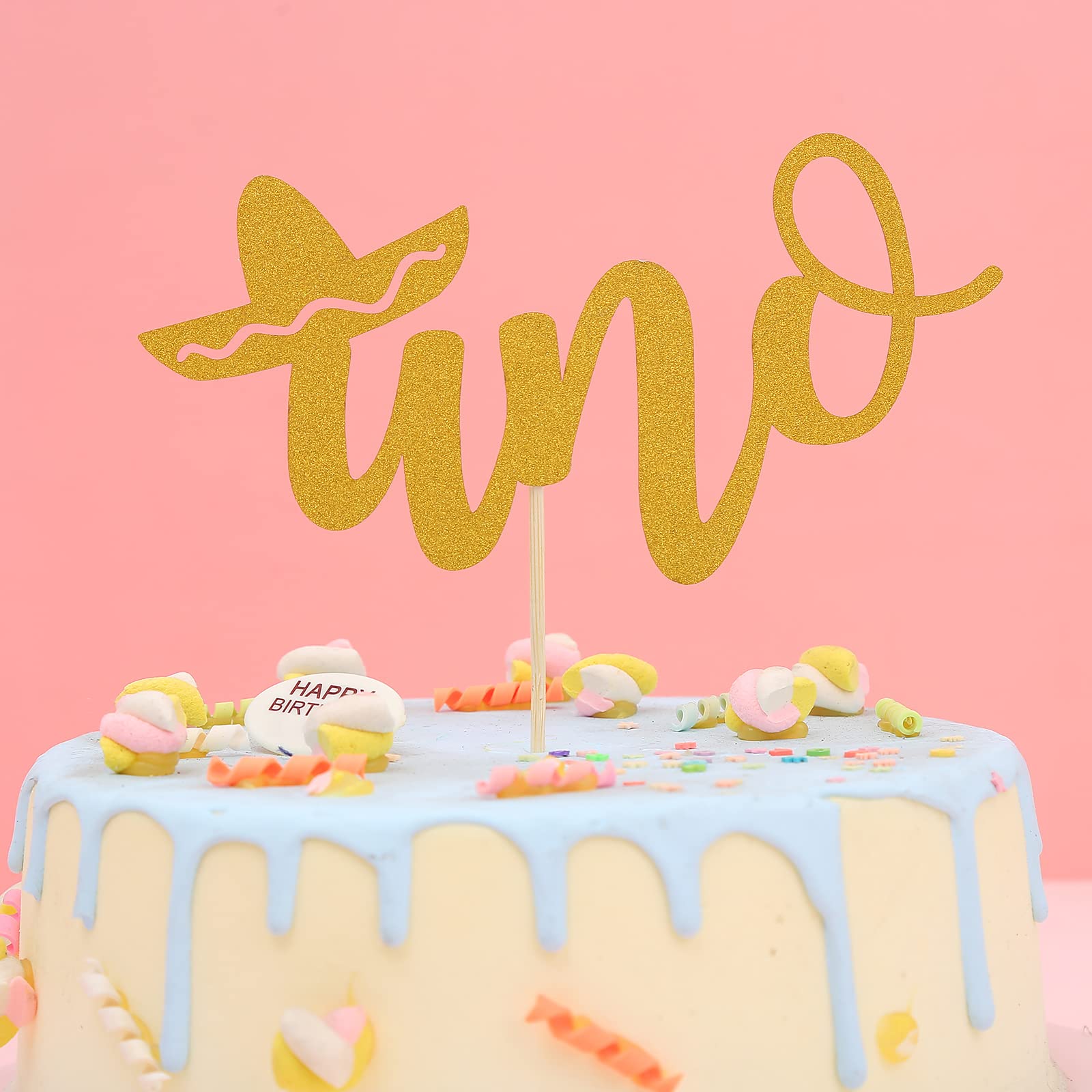 Gold Glitter Spanish UNO Cake Topper - 1st Birthday Party Decor for Mexican Fiesta Theme | Single-Side ONE Cake Decoration for Baby's First Birthday Celebrations & Special Occasions
