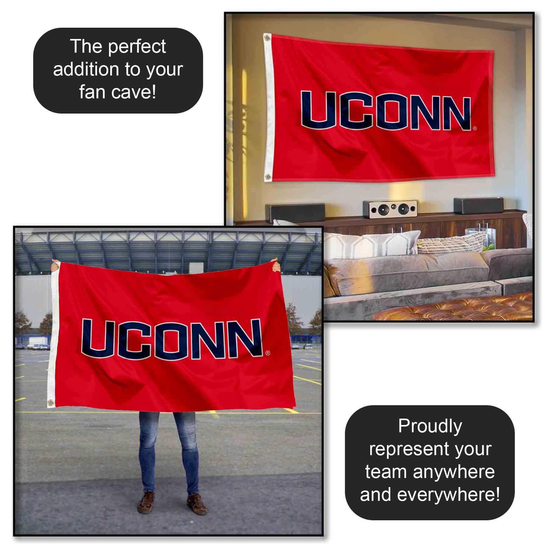 UCONN Huskies Athletic Red College Flag - Perfect for Game Day, Tailgating & Dorm Room Decor