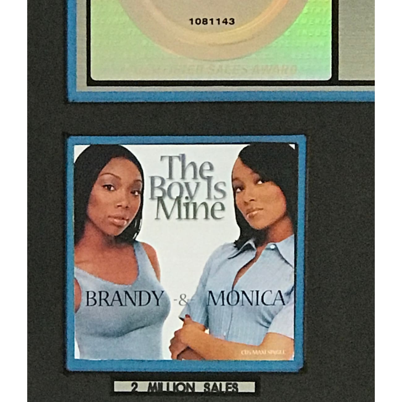 Brandy & Monica - The Boy Is Mine 2x Multi-Platinum RIAA Certified Single Award | 90s R&B Classic Hit for Music Collectors & Fans