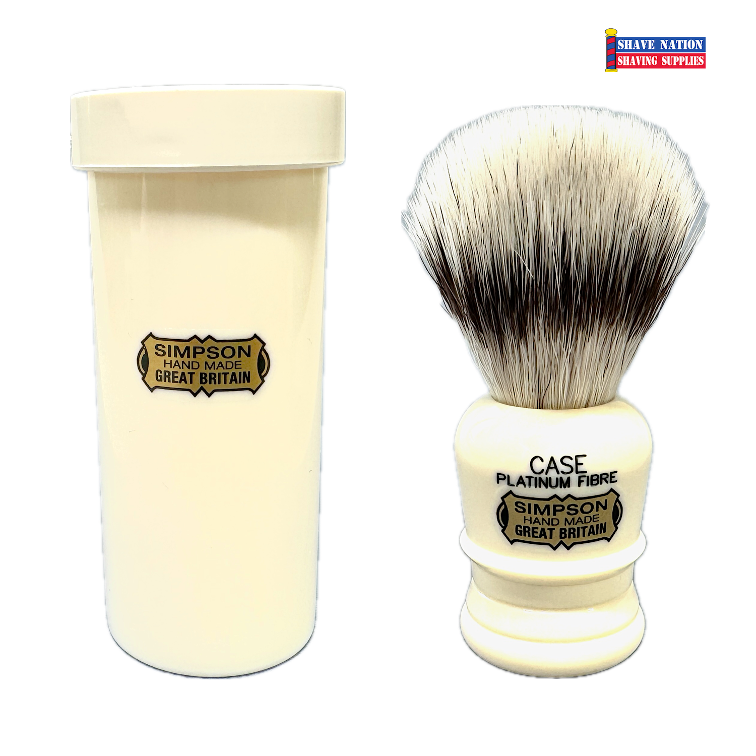 Simpsons Platinum Fibre Synthetic Shaving Brush with Travel Tube - Perfect for Wet Shaving & Travel Grooming Essentials