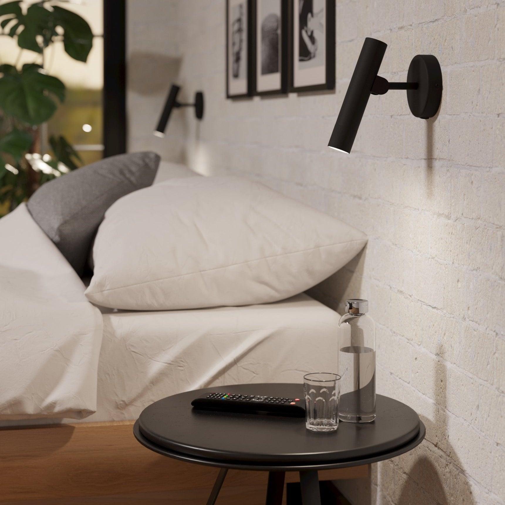 Eglo Almudaina Black Tube LED Wall Light - Modern Indoor Lighting for Living Room, Bedroom, and Hallway