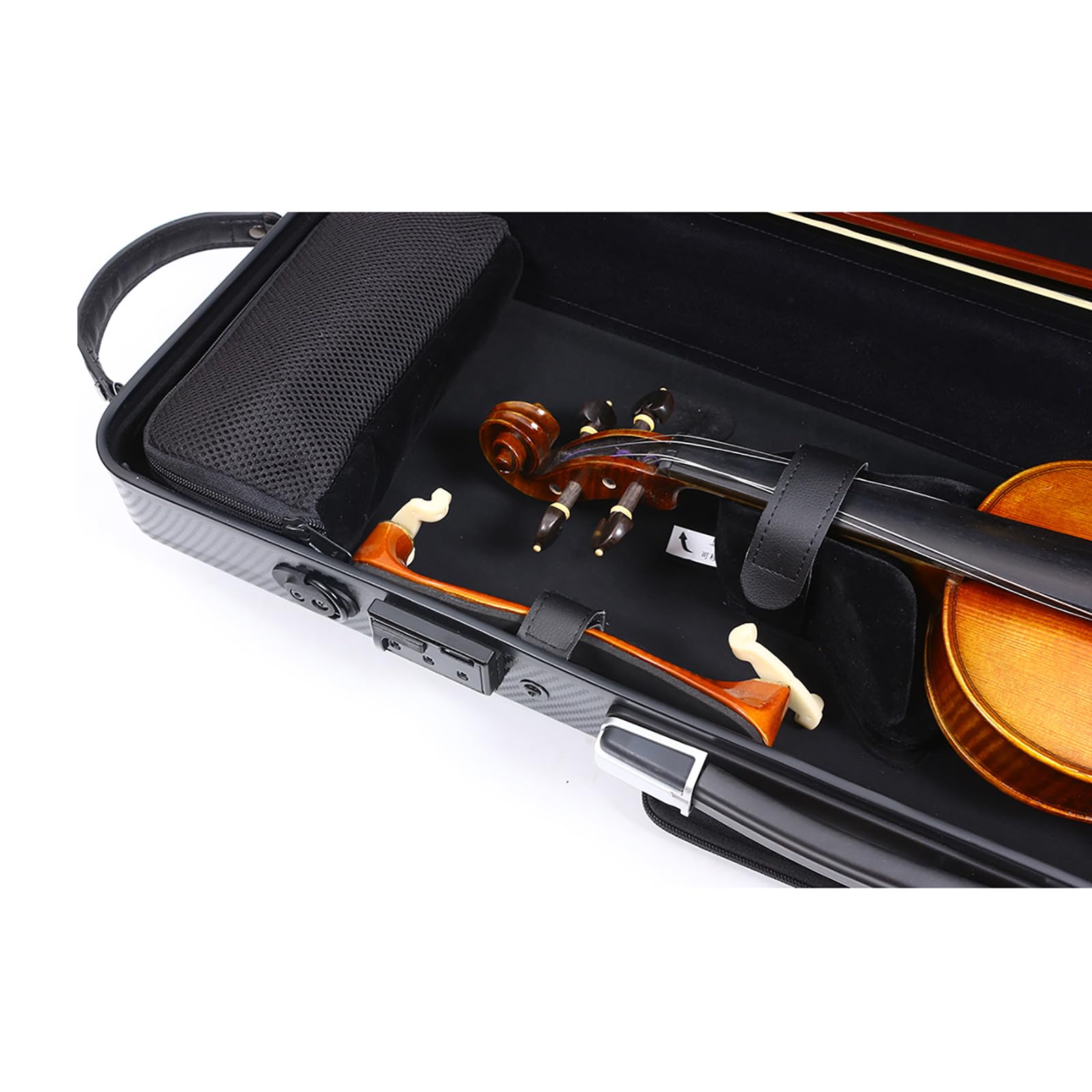 Premium 4/4 Full Size Carbon Fiber Violin Case - High Strength Hard Shell with Durable Handles & Backpack Straps - Includes Music Sheet Bag & Combination Lock (Black) - Perfect for Professional Musicians, Travel & Music School Use