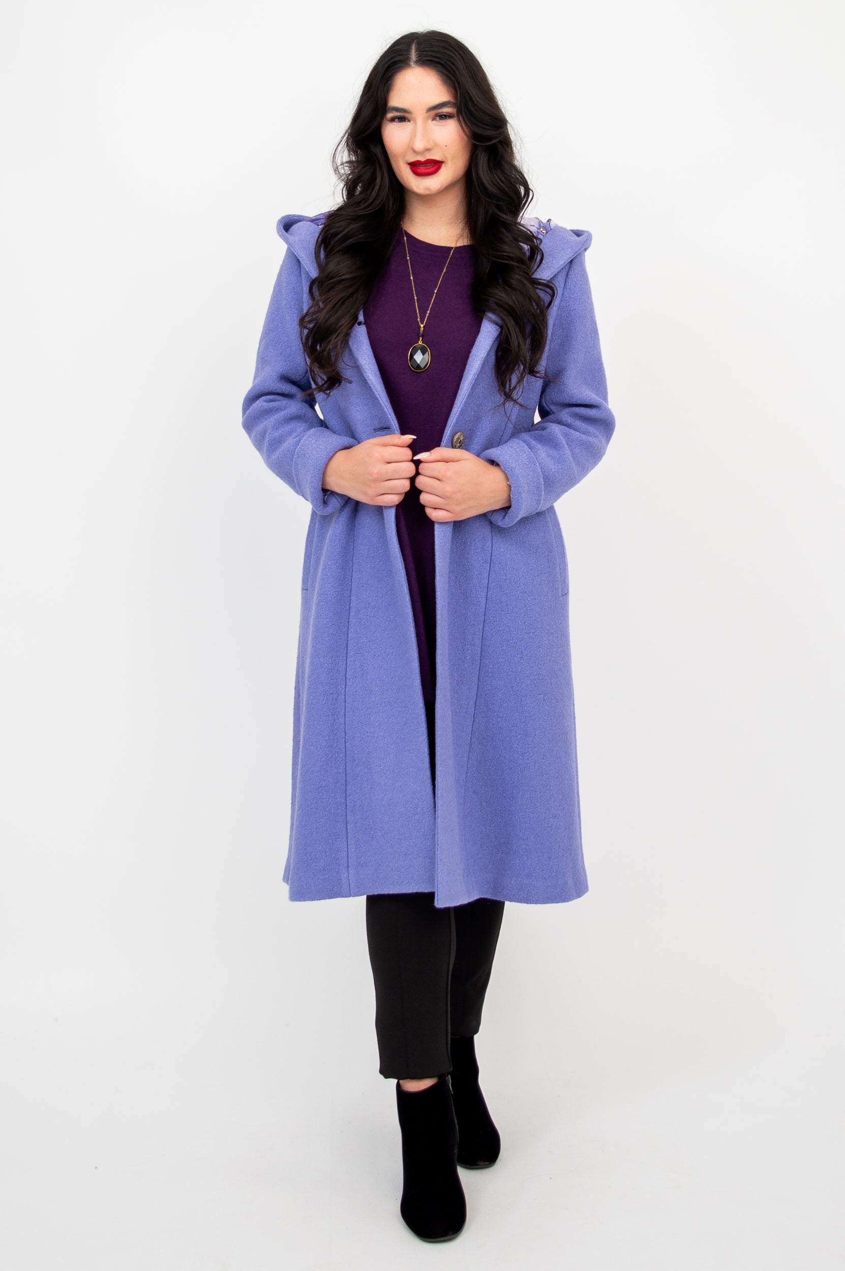 Stylish Britt Coat in Amethyst - Premium Boiled Wool Jacket for Women | Perfect for Fall & Winter Fashion, Office Wear, and Outdoor Activities