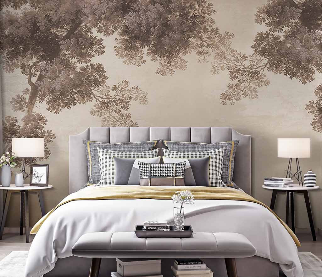 Sandstorm Tree Design Wallpaper Murals - Nature Inspired Tree Wall Art for Living Room, Bedroom & Office Decor
