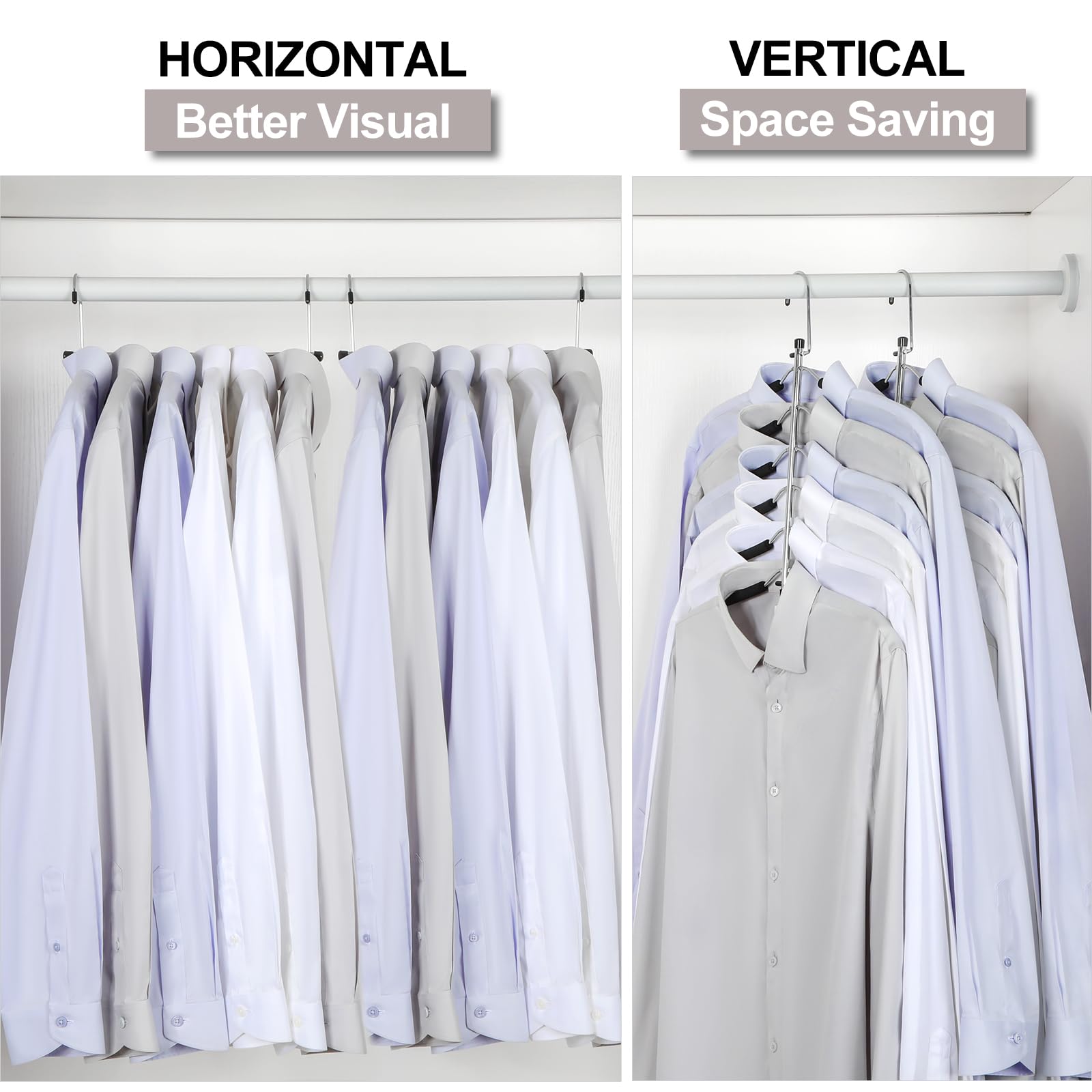 TOPIA Space Saving 6-Tier Clothes Hangers - No Bump Shoulder Design with Non-Slip Foam Padding (2 Pack) | Perfect for Closet Organization & Storage for Men & Women | Ideal for Small Spaces, Travel, and Wardrobe Management