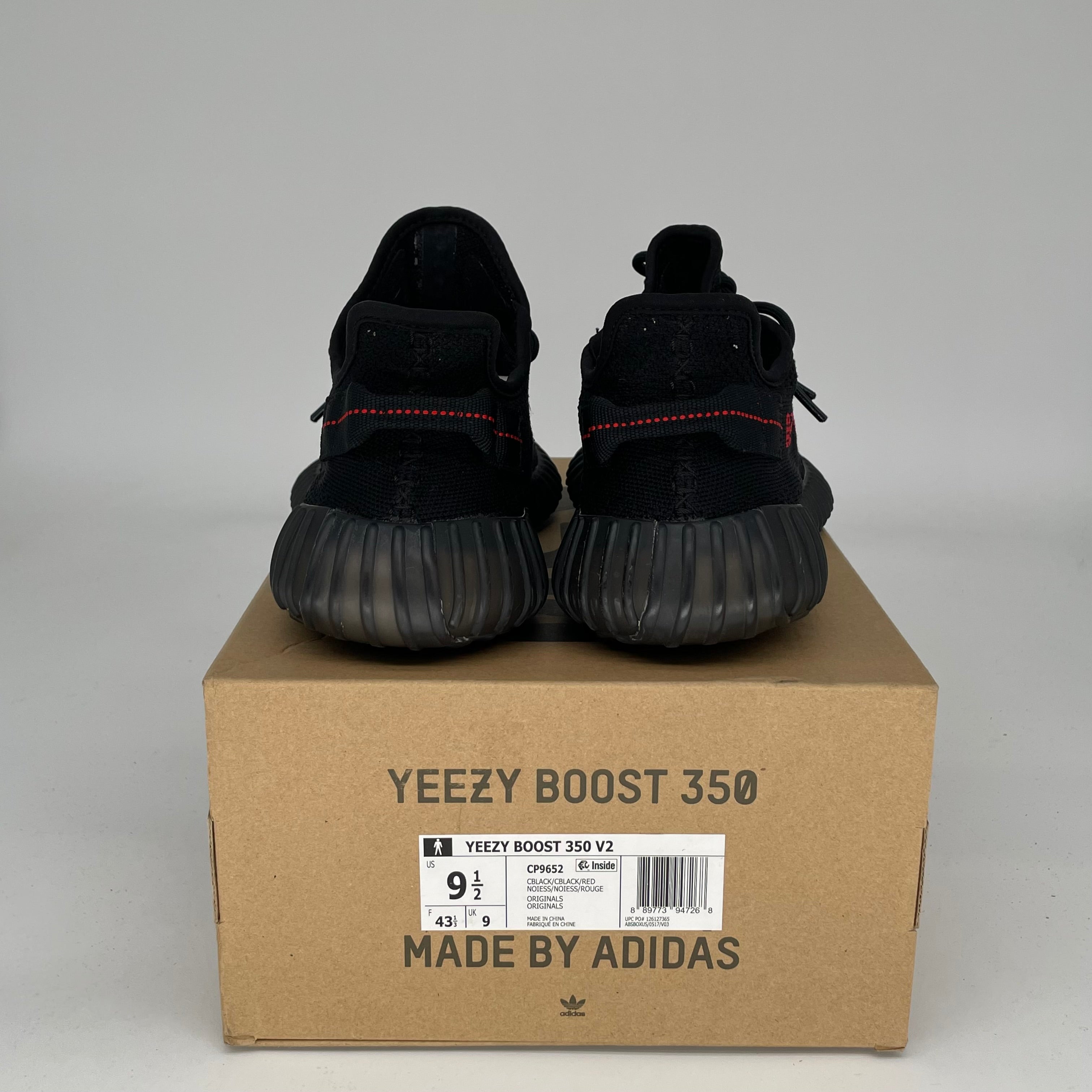 Adidas Yeezy Boost 350 V2 'Bred' Black Red - Men's Size 9.5 CP9652 | Running Shoes, Sneakers for Gym, Workout & Casual Wear