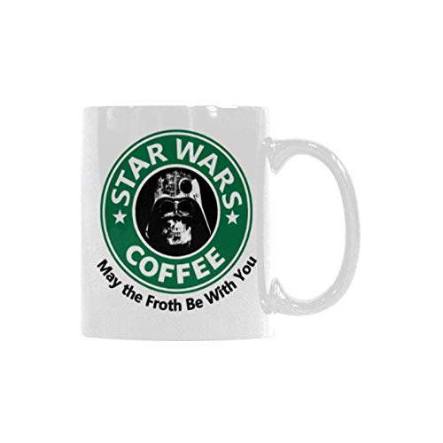 Funny Star Wars Inspired 'May The Froth Be With You' Ceramic Coffee Mug - 11oz Novelty Gift Cup for Coffee & Tea Lovers - Perfect for Office Use, Gag Gifts & Geeky Home Decor