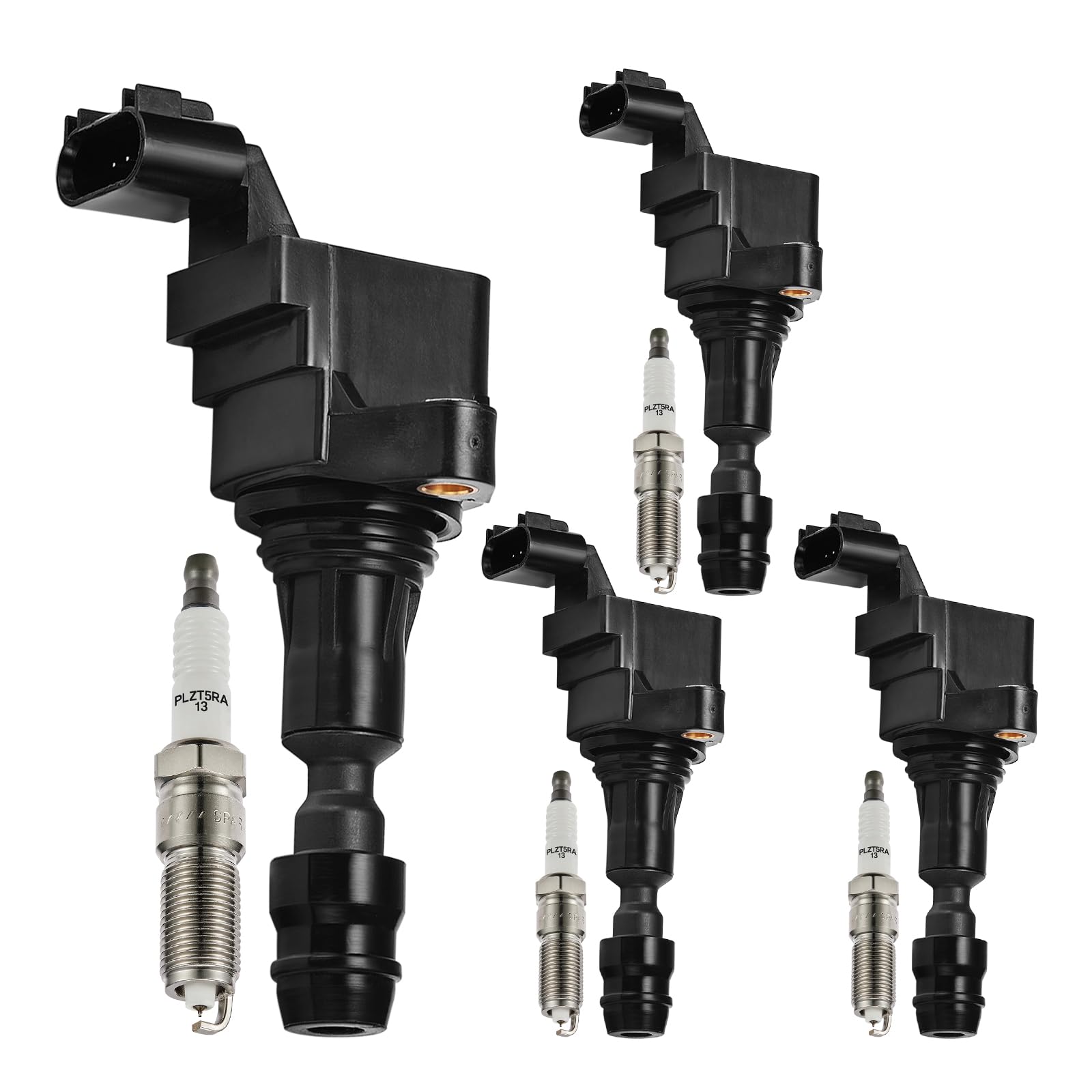 Set of 4 UF491 Ignition Coil Pack & XP5263 Spark Plugs Compatible with Pontiac Chevy Cobalt HHR Malibu Captiva Buick LaCrosse Regal GMC Saab Saturn 2.0L 2.4L L4 - Replaces D522C 12578224 - Perfect for Engine Tune-Up & Performance Enhancement