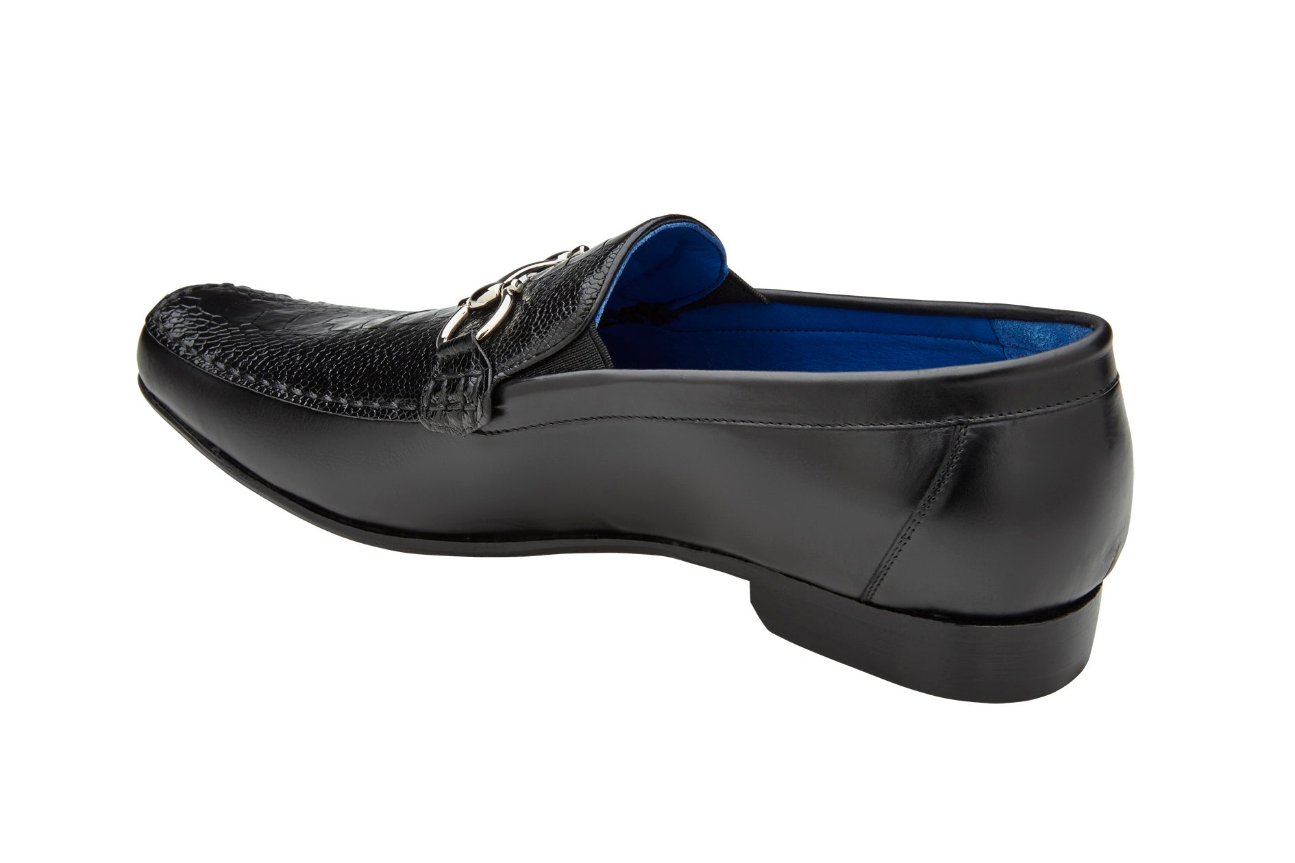 Belvedere Bruno Genuine Ostrich Leg & Italian Calf Leather Loafers - Black Dress Shoes 1026 | Premium Men's Formal Footwear for Business, Weddings & Special Occasions