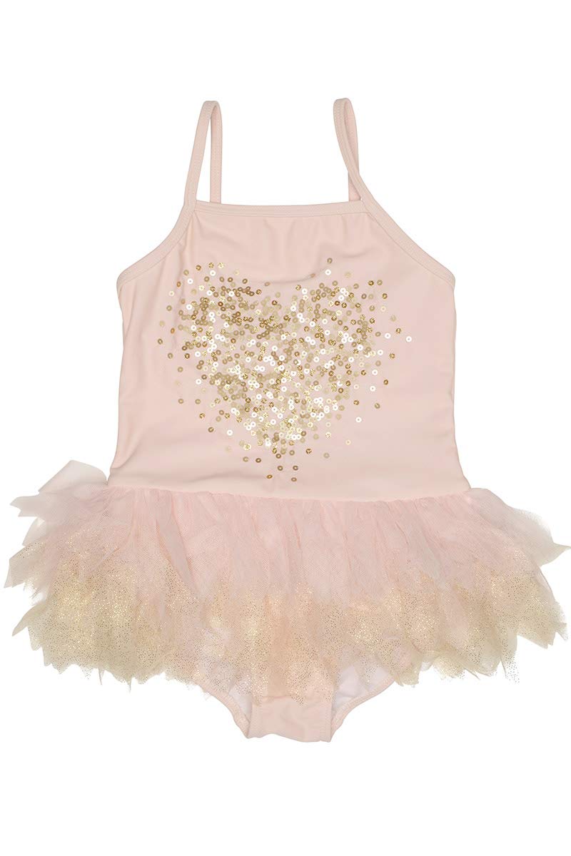 Pink Shimmering Beauty Melting Heart Swimsuit for Women - Sexy One Piece Bathing Suit with Shiny Glitter Design - Perfect for Beach, Pool Party & Summer Vacation