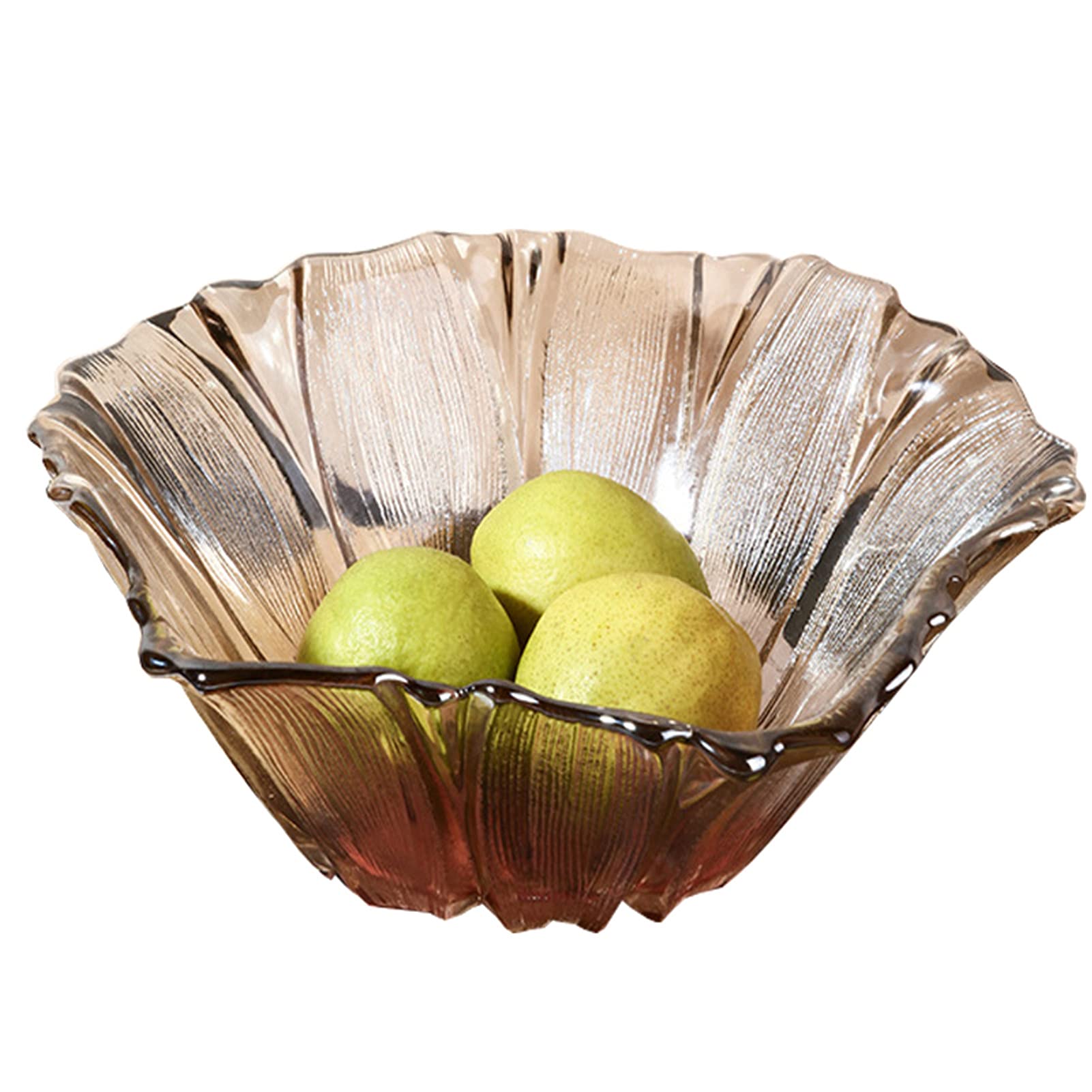 Modern Translucent Amber Glass Fruit Bowl - Creative Decorative Stand for Fruits, Vegetables & Snacks - Elegant Home Kitchen Decor for Dining Table & Countertop Display
