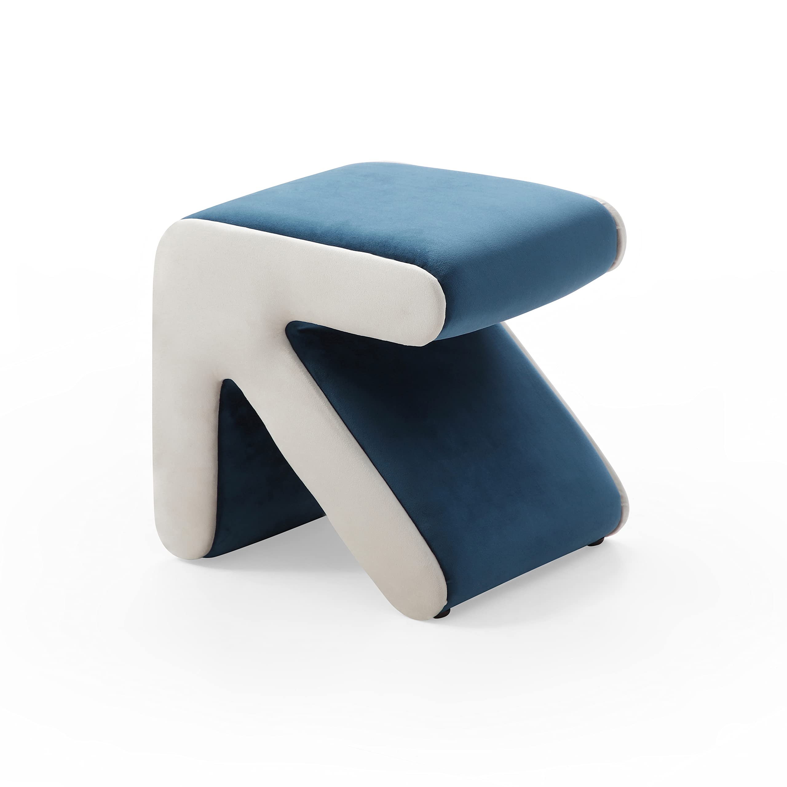 HomSof Modern Velvet Upholstered Sofa Stool - Multifunctional Shoe Bench & Coffee Table with Arrow Design - Handcrafted Living Room Decor in Blue & Beige - Perfect for Entryway, Bedroom & Lounge Areas