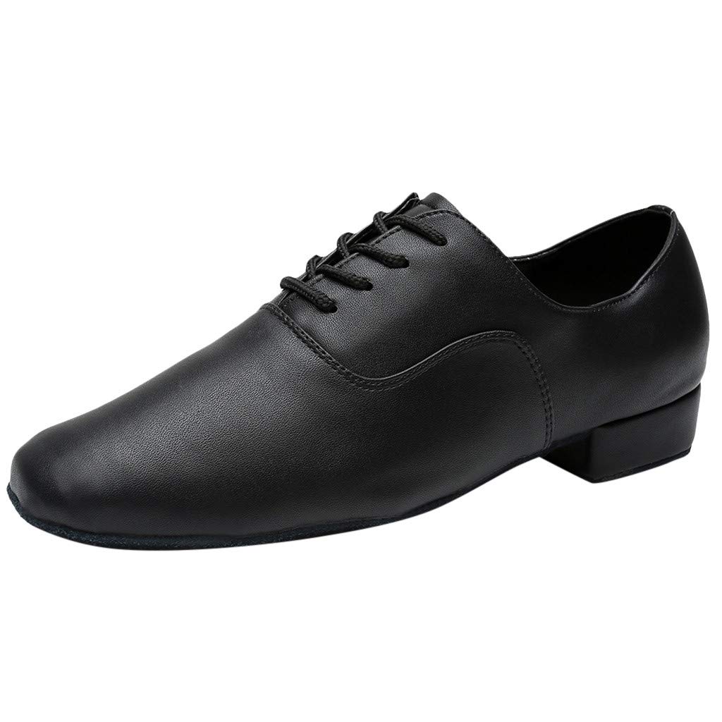 Men's White & Black Leather Dress Shoes - Modern Latin Jazz Ballroom Dance Shoes with Round Toe & Suede Sole - Perfect for Weddings, Parties & Formal Events