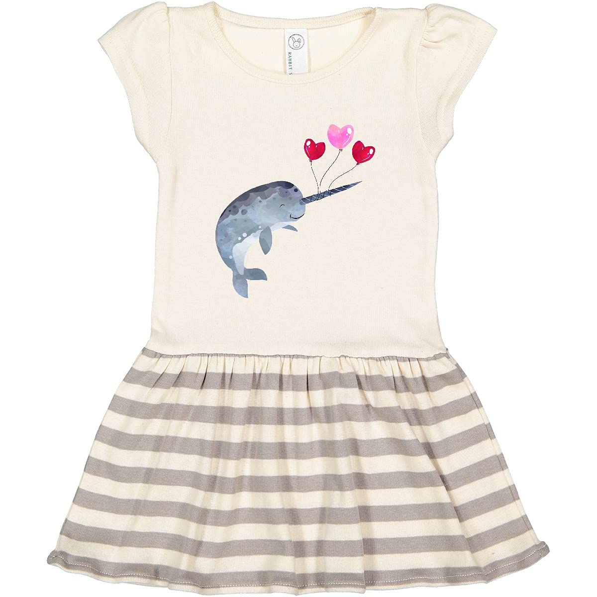 Inktastic Valentine's Day Narwhal with Heart Balloons Toddler Dress - Cute Kids' Clothing for Valentine's Day Parties, School Events & Family Photos
