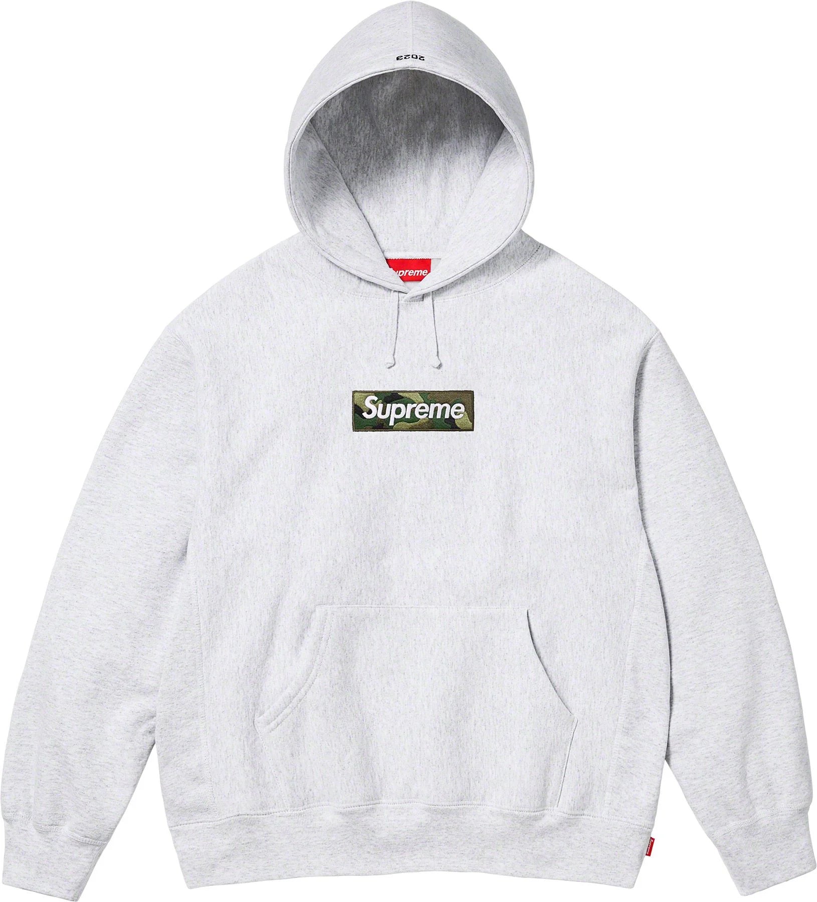 Supreme Box Logo Hooded Sweatshirt - Ash Grey FW23 Collection | Men's Streetwear Fashion Hoodie for Urban Style & Winter Comfort