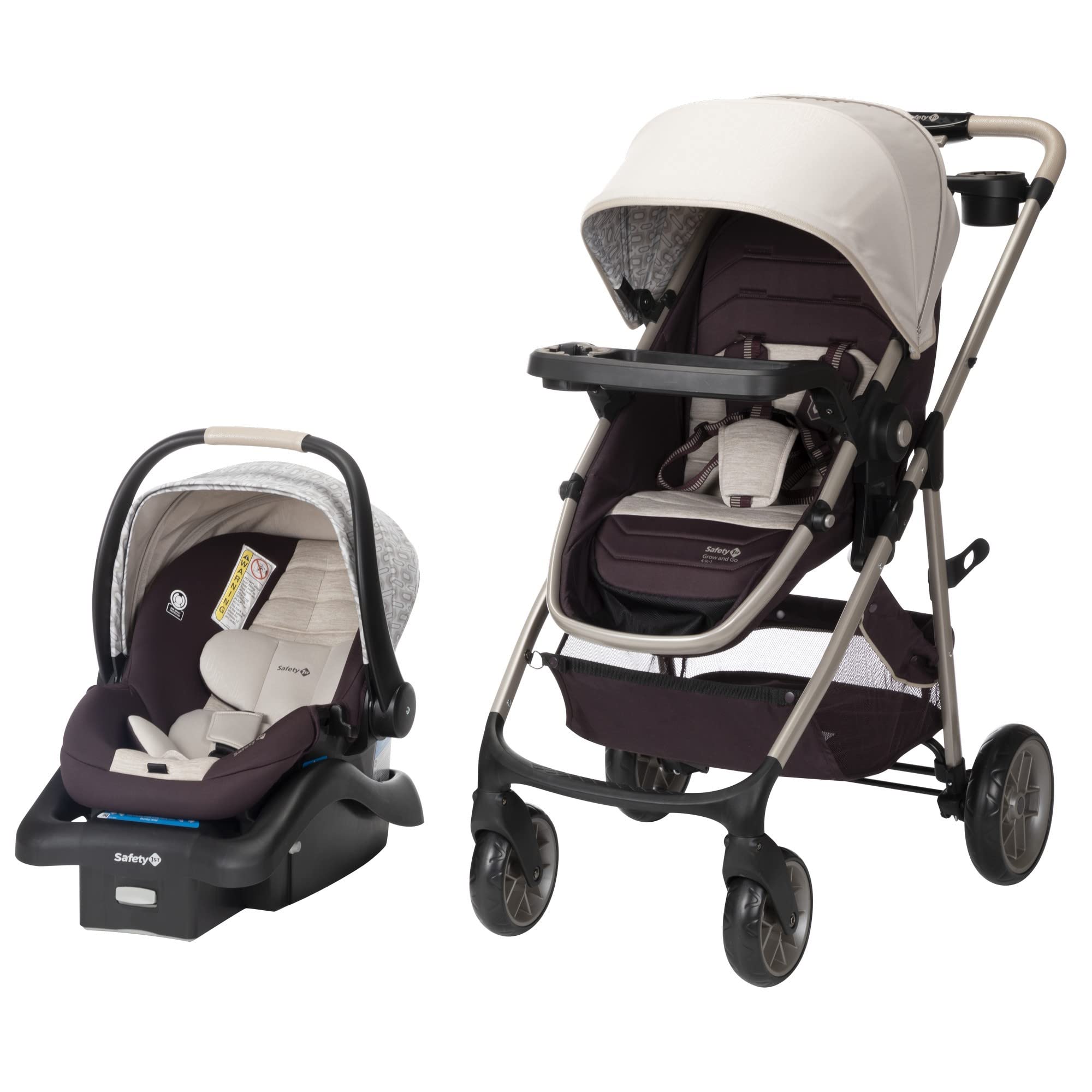 Safety 1st Deluxe Grow and Go 8-in-1 Travel System - Stroller & Car Seat Combo for Infants 4-30 lbs (Dunes Edge) | Perfect for Air Travel, Shopping & Family Outings