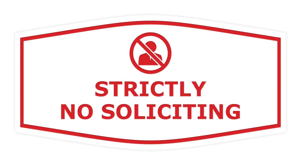 Strictly No Soliciting Sign - Large 12x8 Inches, Durable Weatherproof Plastic for Doors & Windows - White/Red Design for Home, Office & Business Use