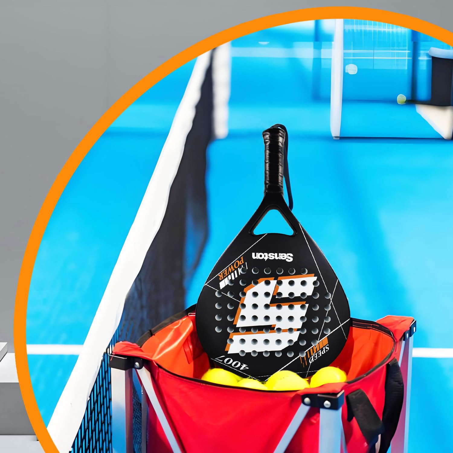 Senston Carbon Fiber Padel Tennis Racket with EVA Memory Flex-Foam Core | Premium Paddle Racket Set Includes Carry Bag & Balls | Perfect for Pop Tennis, Beach Tennis & Paddleball Games