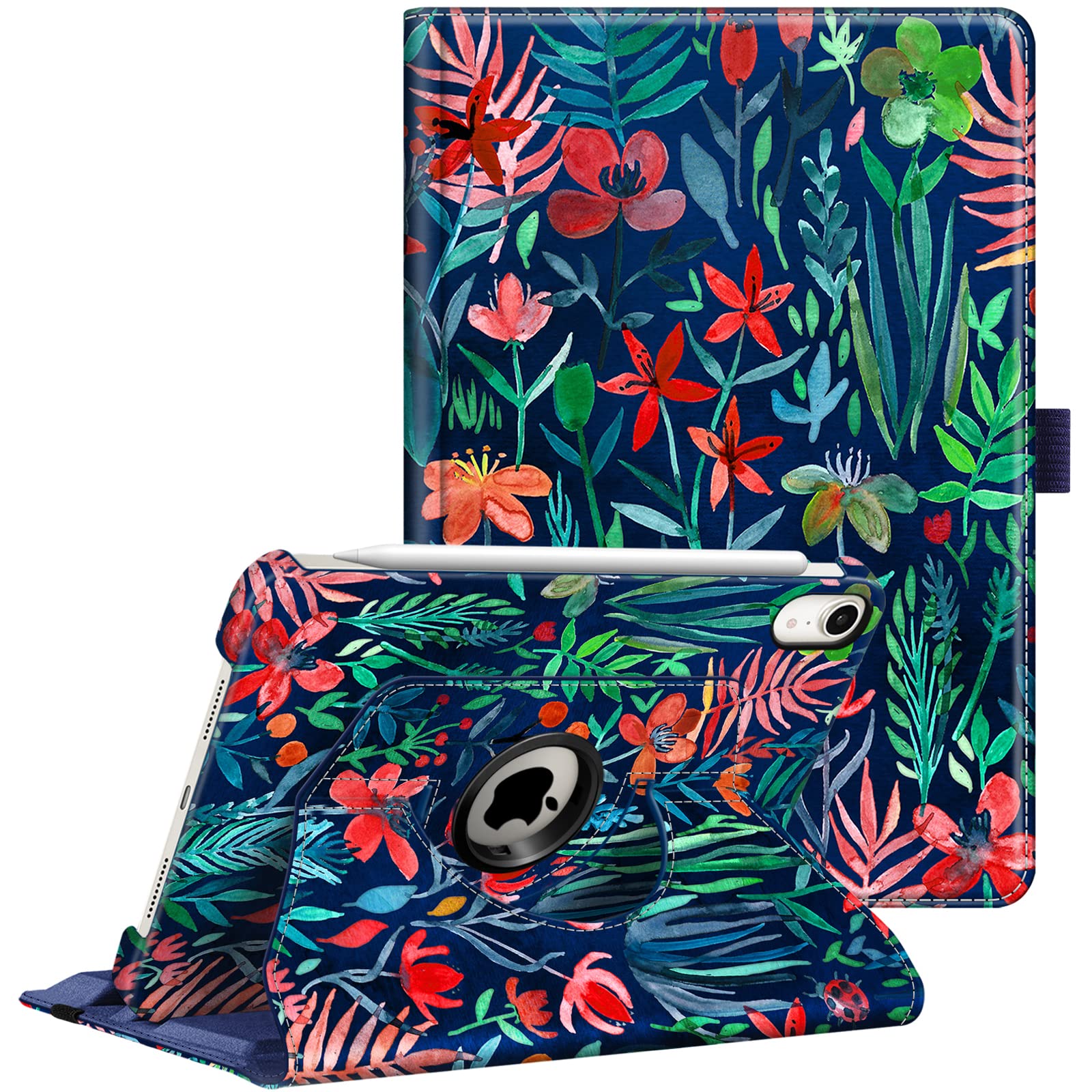 Fintie 360 Rotating Stand Case for iPad Mini 7 (2024, A17 Pro) & iPad Mini 6 (8.3 Inch) - Protective Cover with Auto Wake/Sleep | Jungle Night Design | Perfect for Work, Study & Entertainment