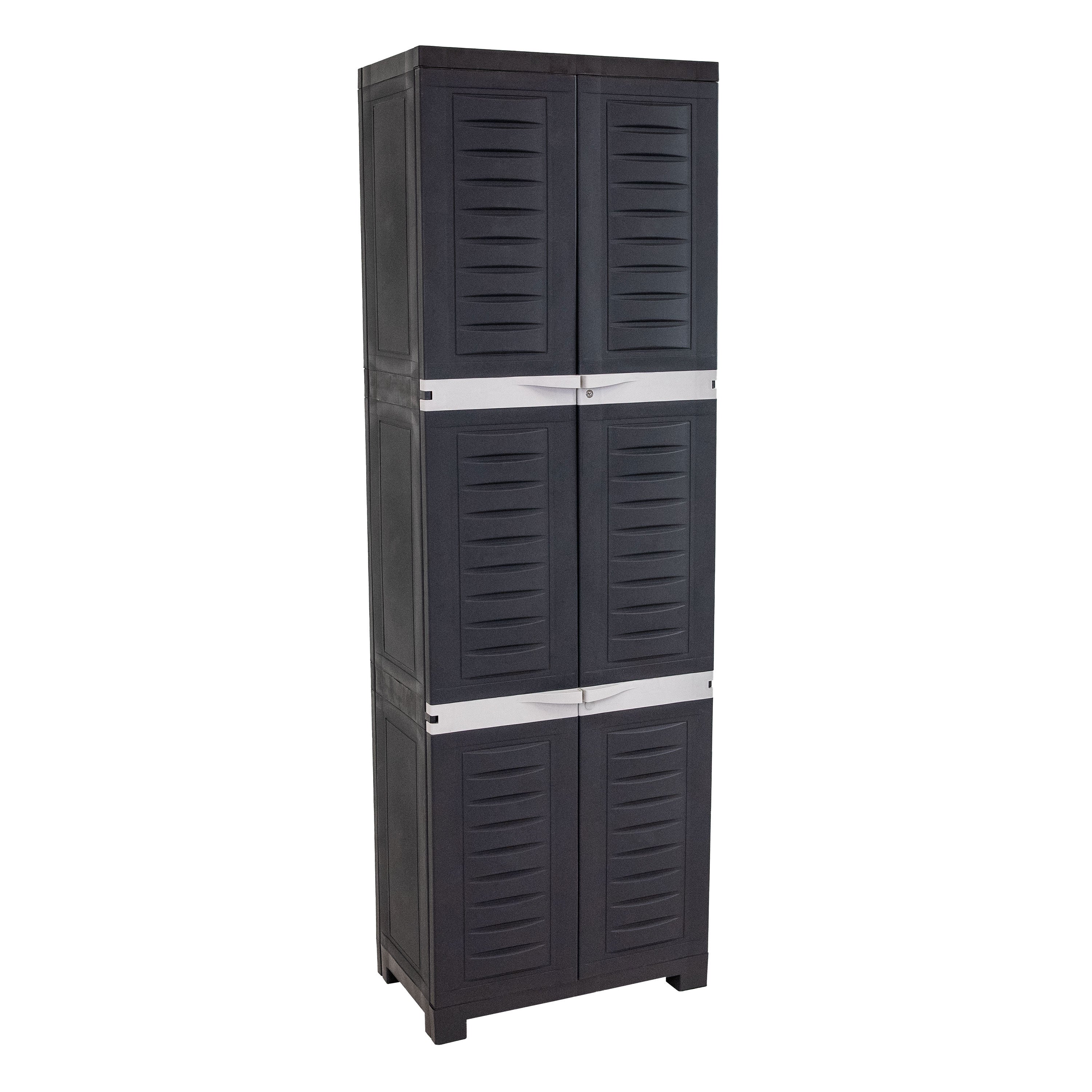 Sunnydaze 4-Shelf Plastic Lockable Storage Cabinet - 72 Inch Heavy Duty Utility Organizer for Garage, Shed, or Outdoor Storage | Weather-Resistant & Secure Shelving Unit