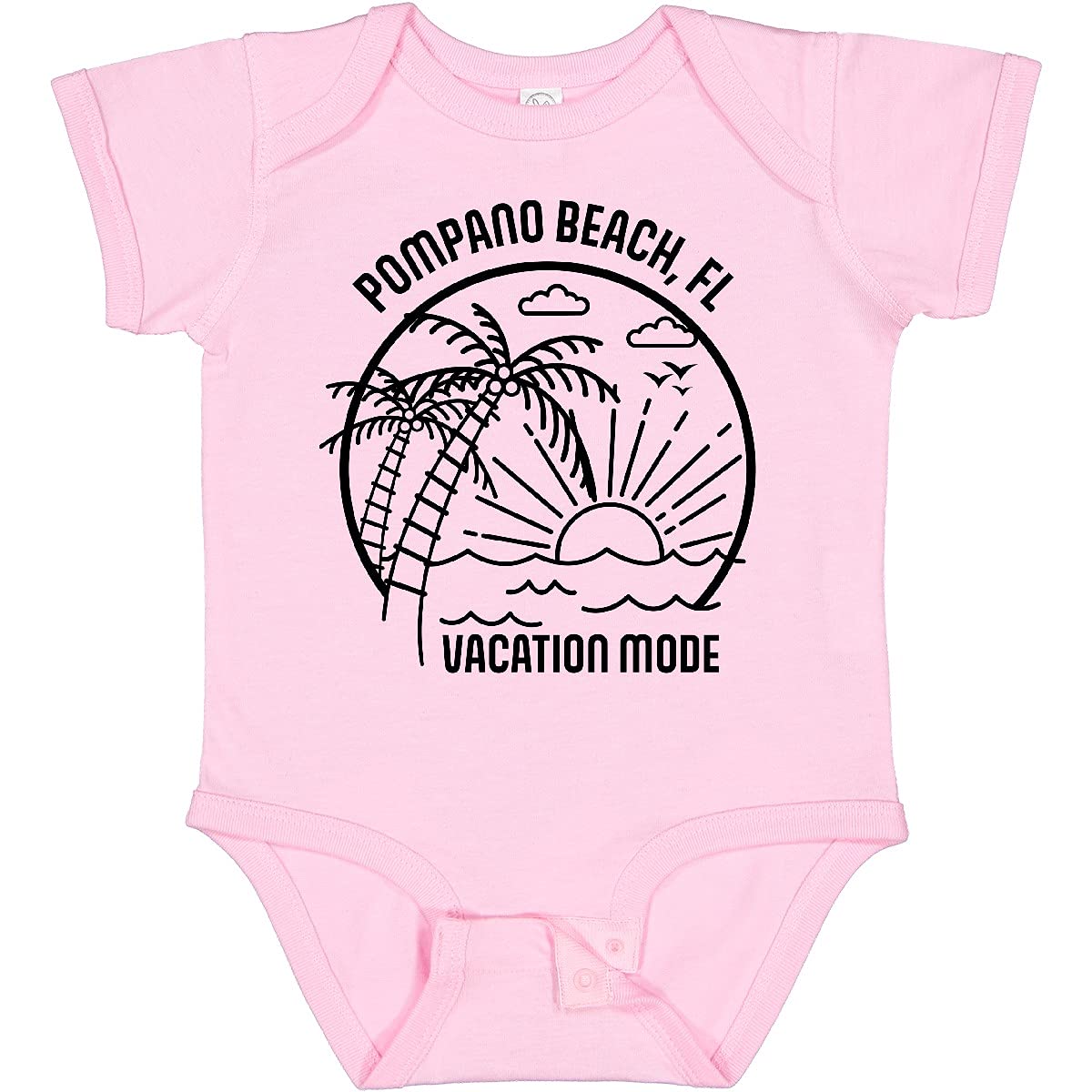 Inktastic Summer Vacation Mode Pompano Beach Florida Baby Bodysuit - Cute Florida Beach Outfit for Infants & Toddlers - Perfect for Beach Trips, Family Vacations & Summer Photoshoots