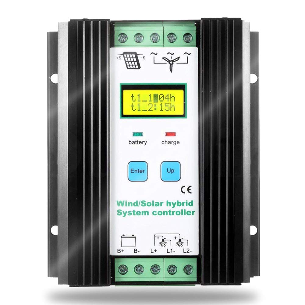 SolaMr 1000W 12V/24V Wind Solar Hybrid Charge Controller - 600W Wind & 400W Solar PWM Charging with LCD Display | Digital Intelligent Regulator for Off-Grid Power Systems, RV, Marine & Home Solar Panel Kits