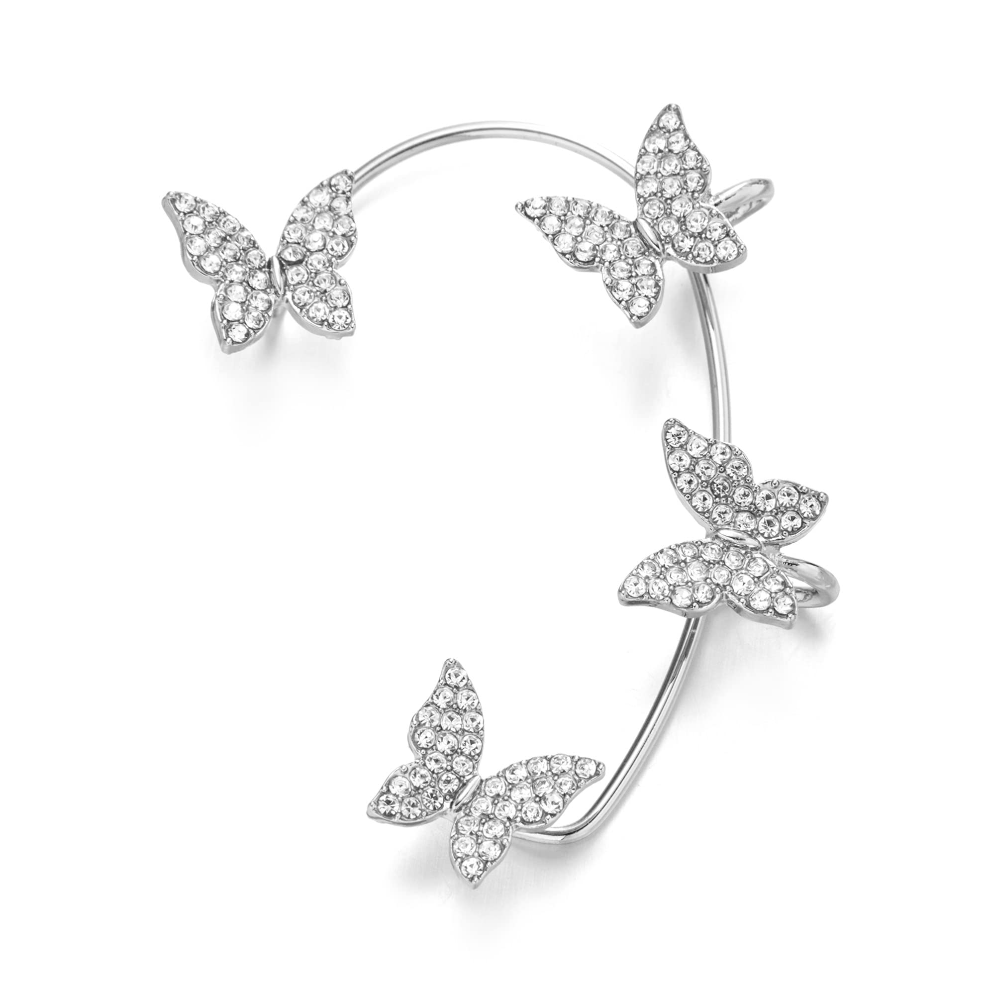 Butterfly Cuff Wrap Earrings for Women - No Piercing Zircon Ear Clips - Hypoallergenic Fashion Jewelry for Parties, Weddings & Everyday Wear