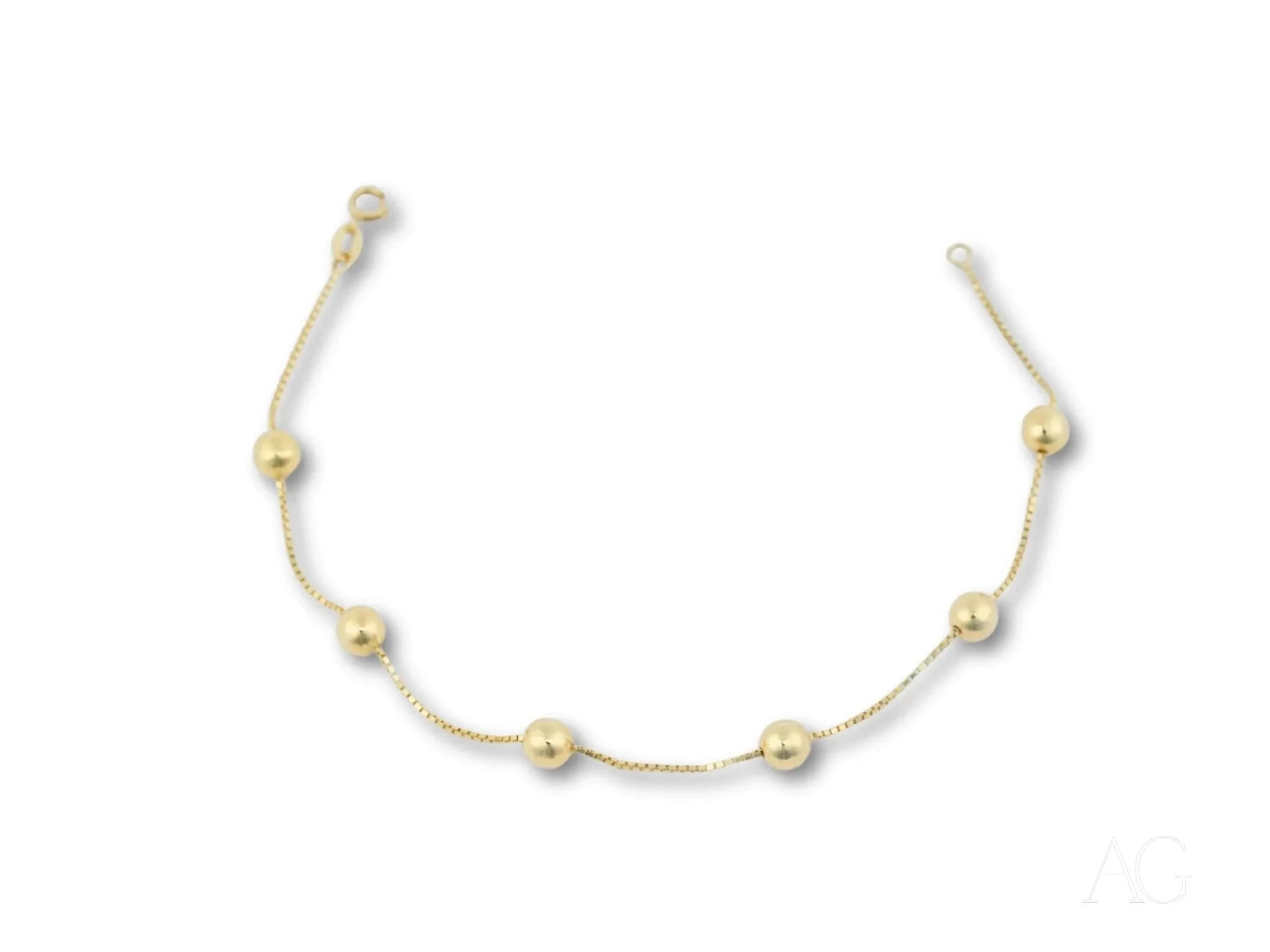 18K Gold Bracelet with Polished Spheres - Elegant & Dainty Jewelry for Women - Perfect for Weddings, Parties & Everyday Wear