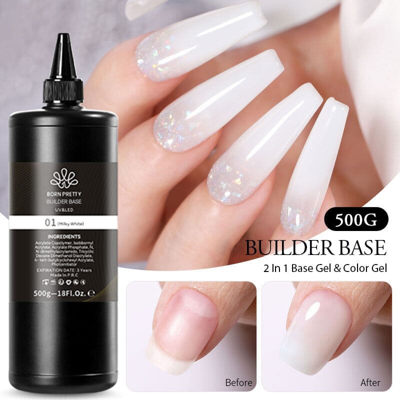 BORN PRETTY 2 in 1 Builder Base - Professional Nail Art Gel for Strong & Natural-Looking Nail Extensions | Perfect for DIY Manicures, Salon Use & Special Occasions