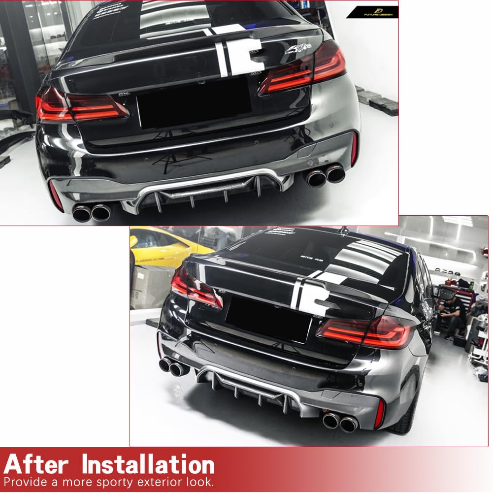 Carbon Fiber Rear Bumper Lip Diffuser for BMW 5 Series F90 M5 Sedan (2018-2020) - Lower Lip Spoiler & Valance Protector - Enhance Style & Protection for Street & Track Performance