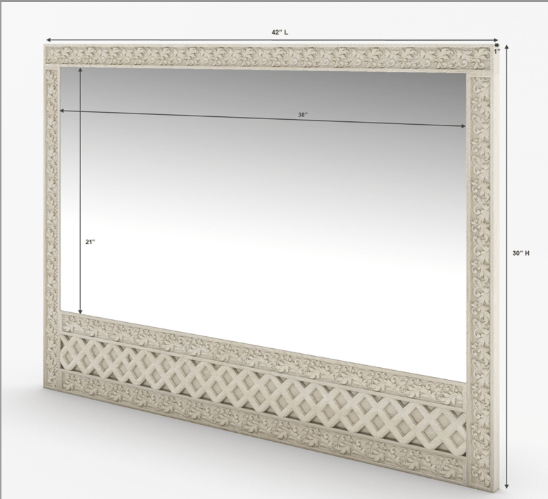 Hand Carved White Rectangle Wall Mirror - Elegant Home Decor for Living Room, Bedroom & Bathroom