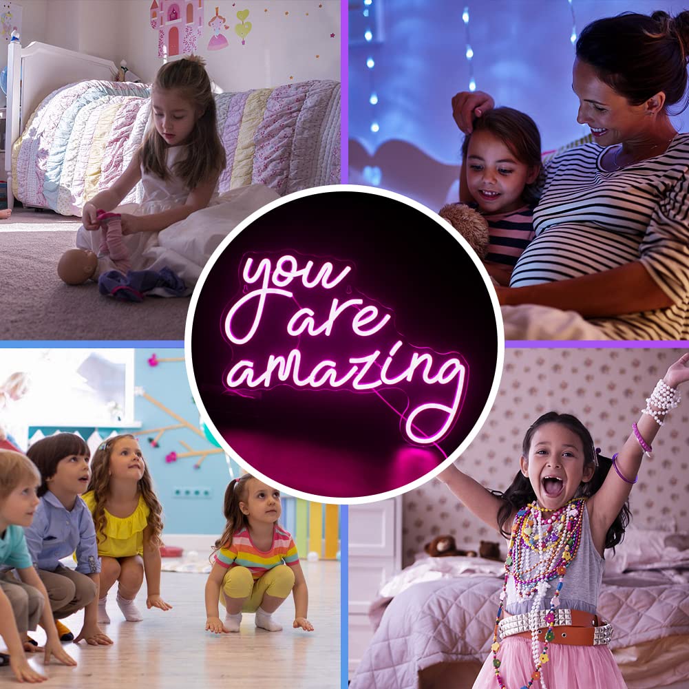 You Are Amazing Pink USB Neon Sign - LED Word Wall Light for Bedroom, Classroom, Home Bar, Man Cave - Perfect for Parties, Birthdays, Weddings & Gifts