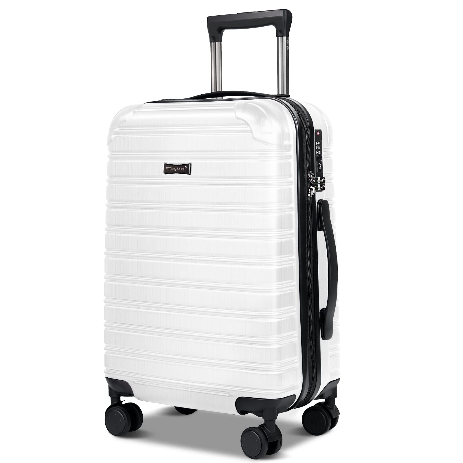 20 Inch Lightweight Hardshell Carry On Luggage with Spinner Wheels - Airline Approved PC+ABS Travel Suitcase (22x14x9 Inches) with TSA Lock - Perfect for Business Trips & Weekend Getaways - White