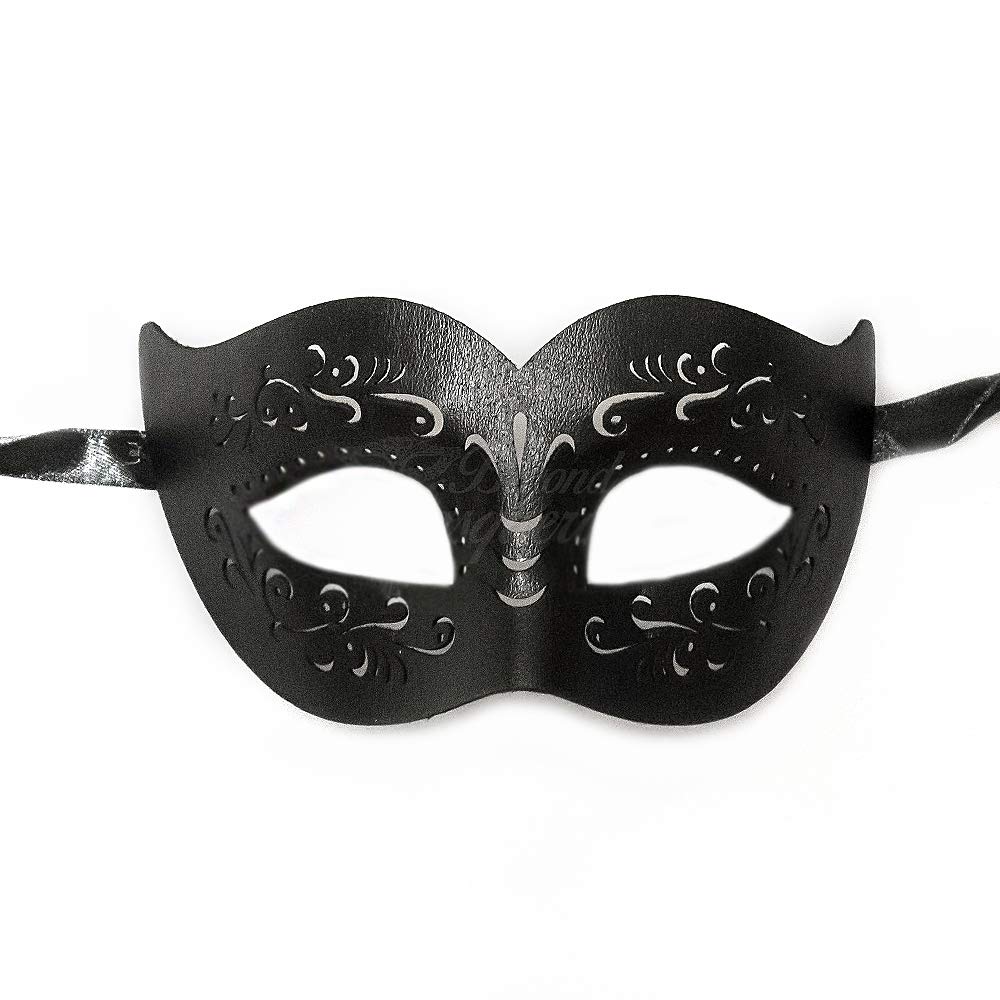 BeyondMasquerade Black Leather Masquerade Mask for Men - Elegant Prom, Party, and Costume Mask for Halloween, Mardi Gras, and Themed Events