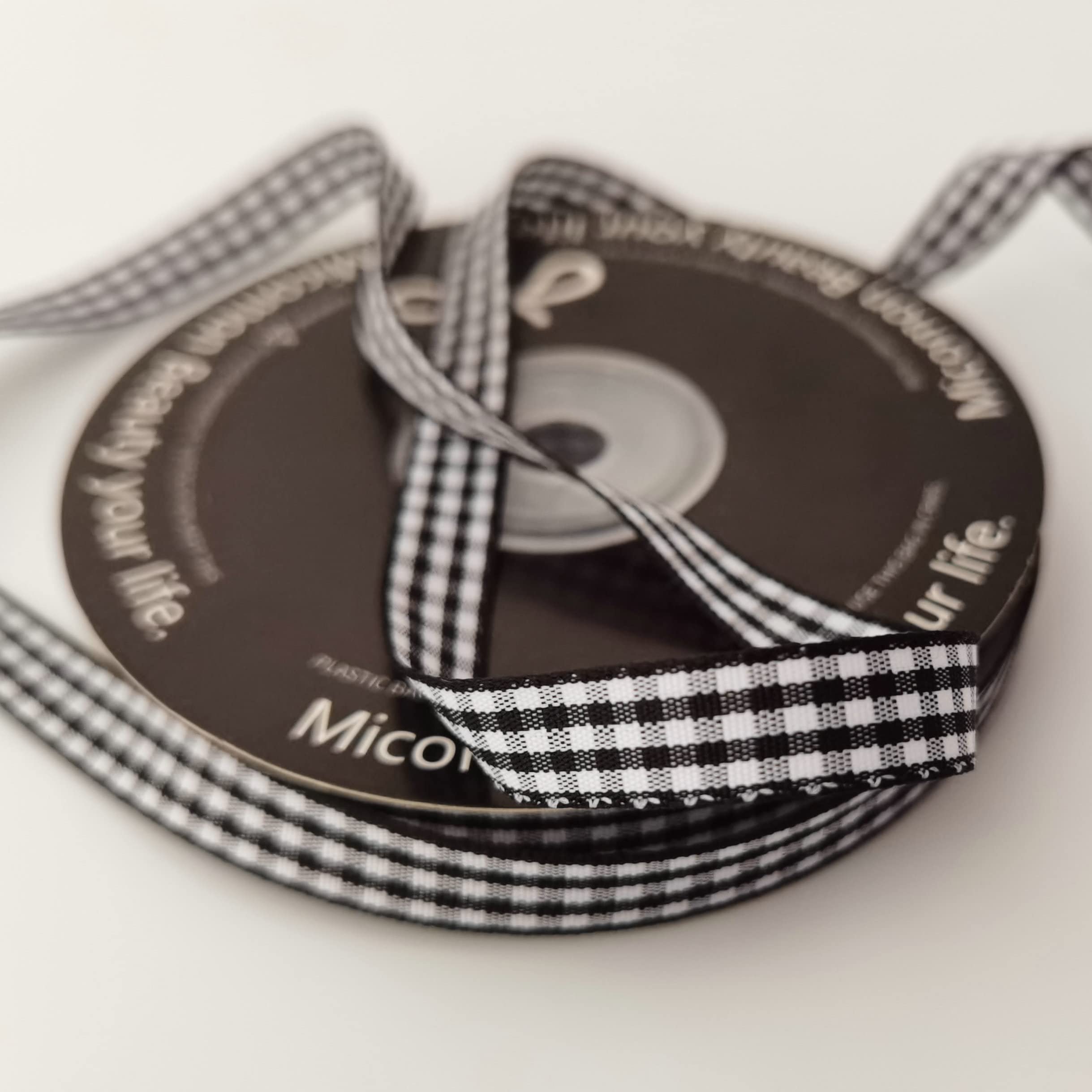 Buffalo Check Ribbon Black and White Gingham Ribbon 25 Yards - 3/8 Inch Wide for DIY Crafts, Gift Wrapping, Scrapbooking & Holiday Decorations (Black)