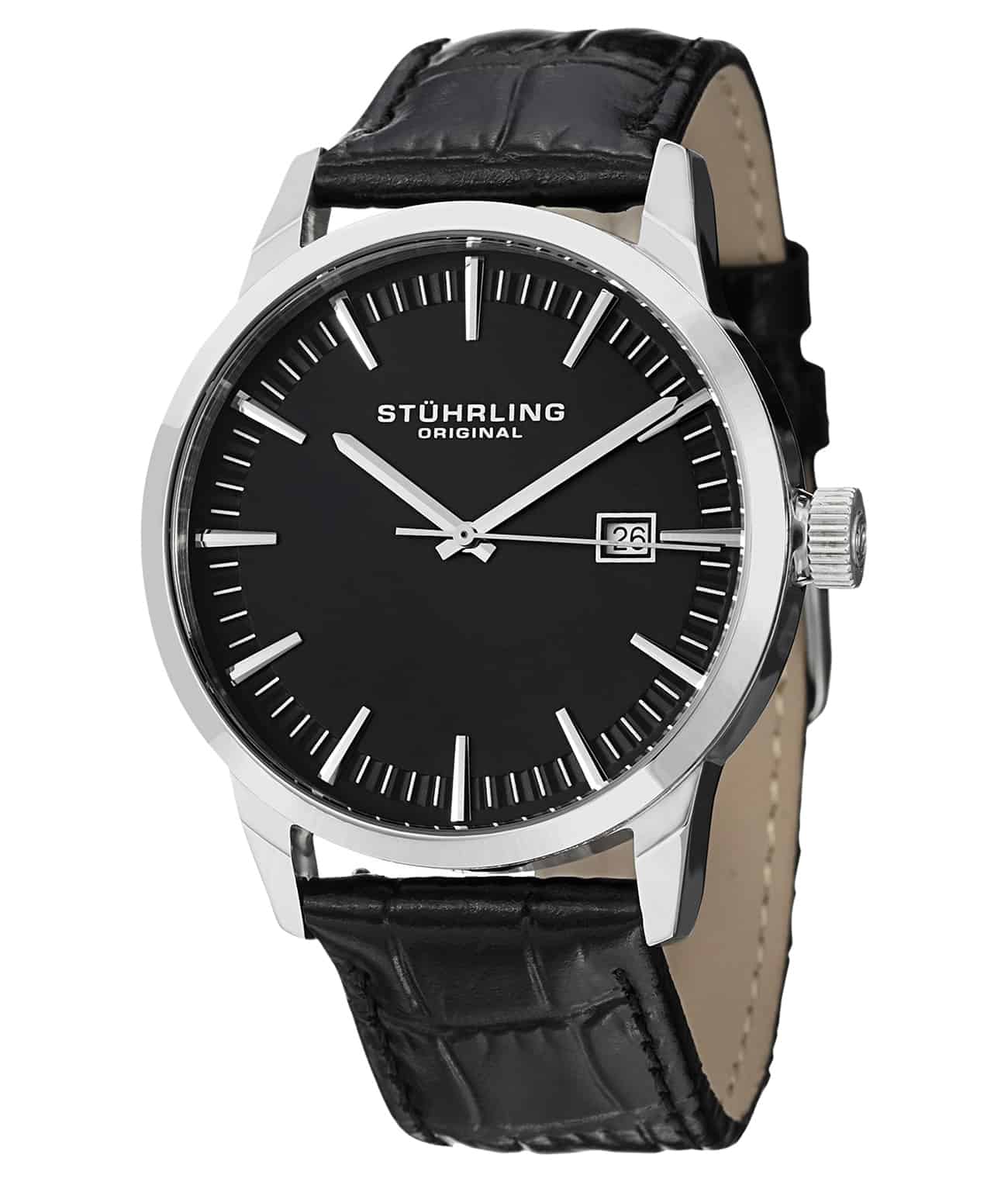 Grey Dial / Silver Case / Black Leather Strap Tang Buckle