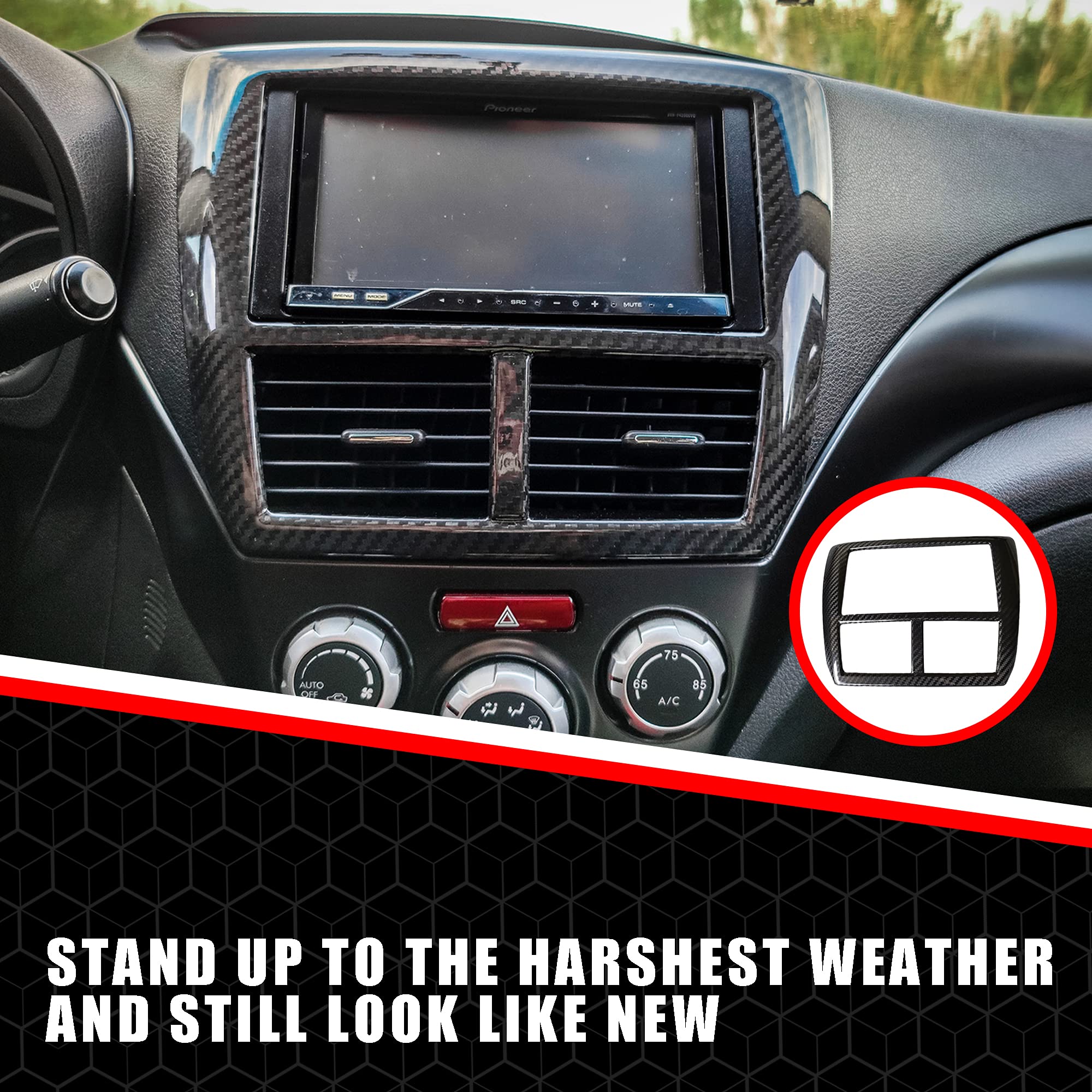 High-Quality OEM Radio Stereo Bezel Cover Cap for SUBARU WRX IMPREZA STI 2008-2014 | 3K Real Dry Carbon Fiber | Lightweight & Durable with UV-Resistant Clear Coating | Perfect Dash Upgrade for Car Enthusiasts & Daily Driving