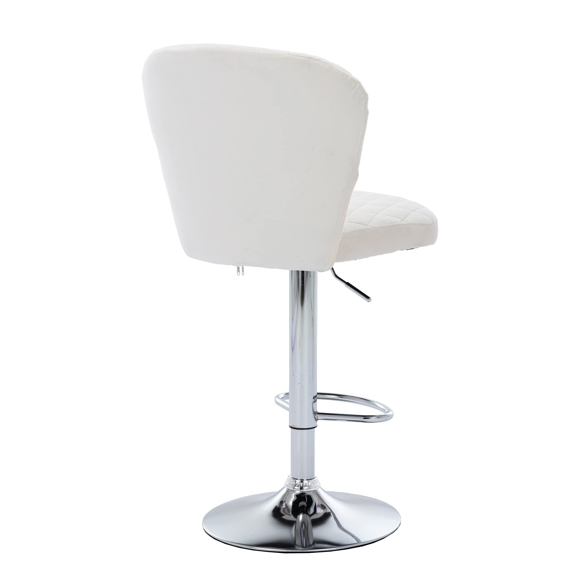 2 Pack Velvet Swivel Bar Stools with Backrest & Footrest - Adjustable Height Modern Kitchen Counter Stools with Silver Metal Base for Bistro, Pub, Dining Room & Home Decor (Beige) - Perfect for Breakfast Nooks, Kitchen Islands & Entertaining Guests