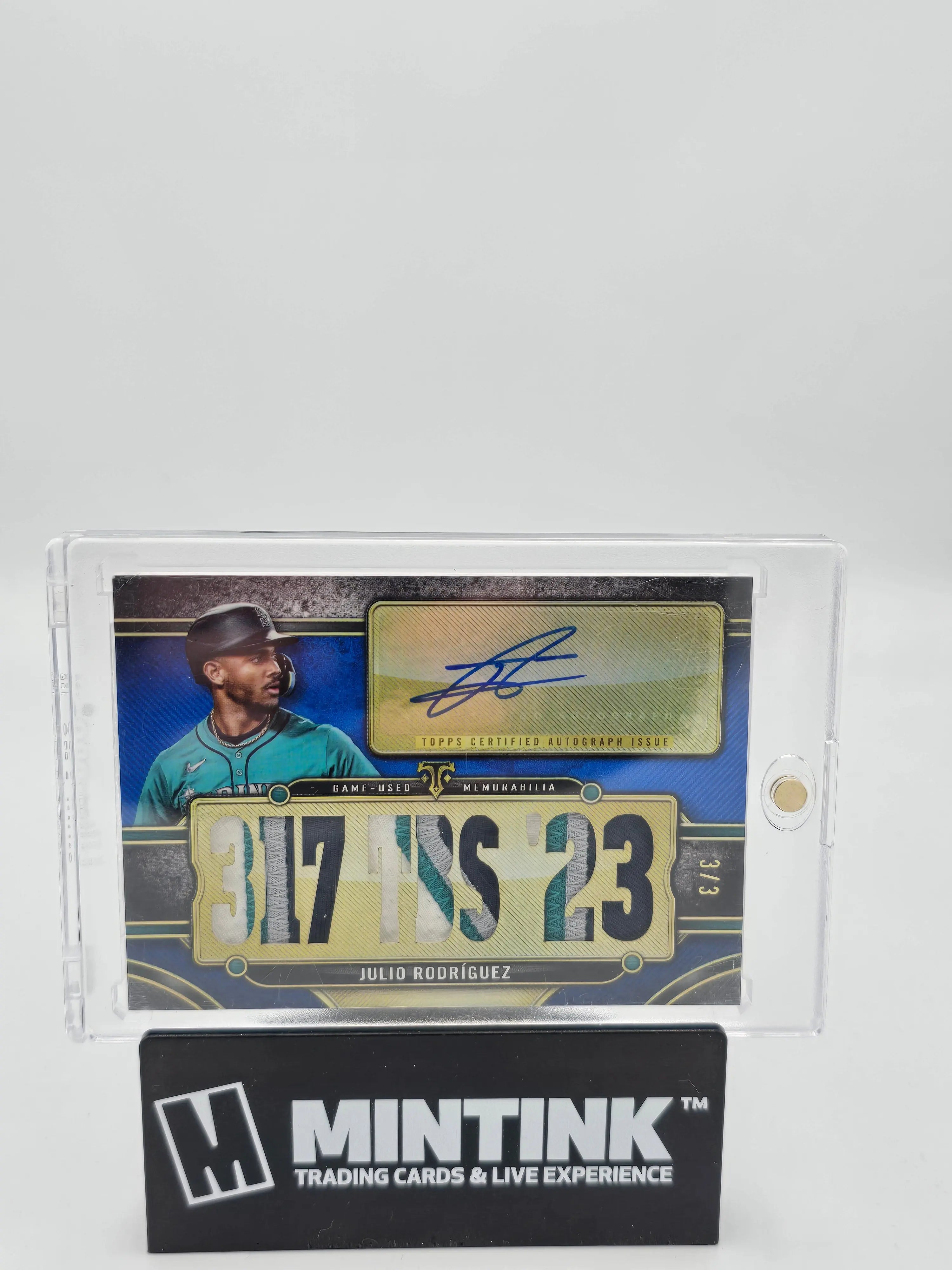 2024 Topps Triple Threads Baseball Julio Rodriguez Blue Auto Relic 3/3 - Rare Collectible Sports Card for MLB Fans & Memorabilia Collectors - Perfect for Display, Investment, and Trading